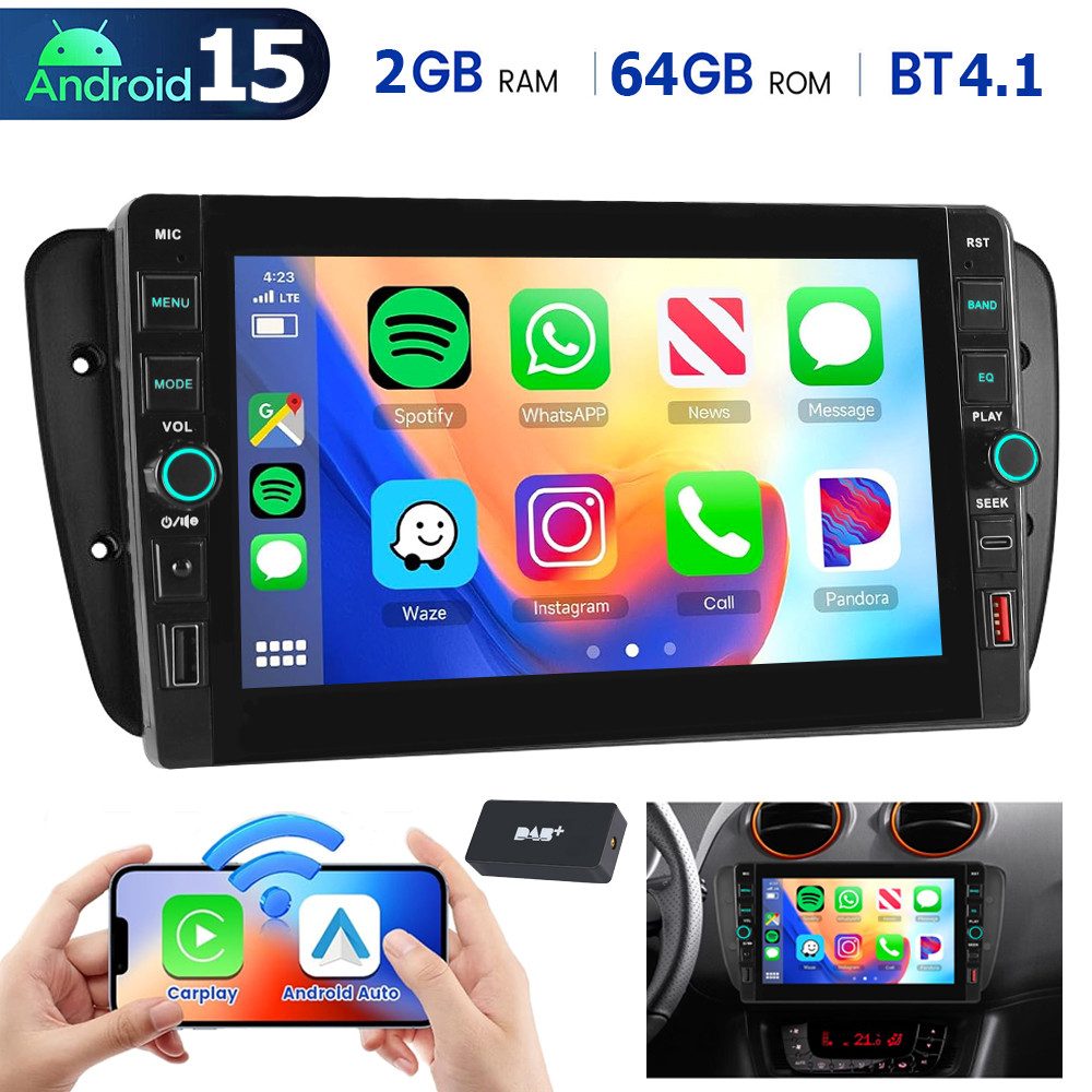 Android 15 Autoradio Carplay RDS GPS NAVI Für SEAT IBIZA 6J 2009-2013 Autoradio