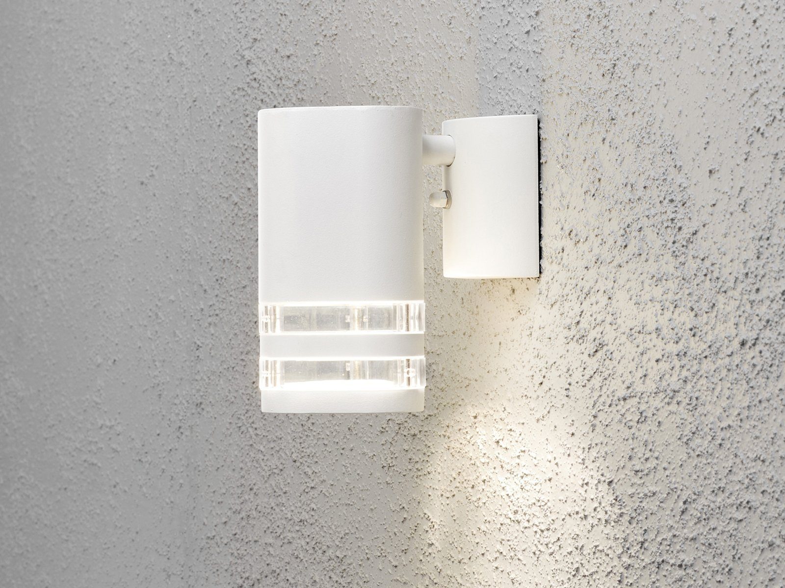 KONSTSMIDE LED Außen-Wandleuchte, LED wechselbar, warmweiß, Fassadenbeleuchtung Carport & Haus-wand beleuchten, Weiß Höhe: 15,5cm