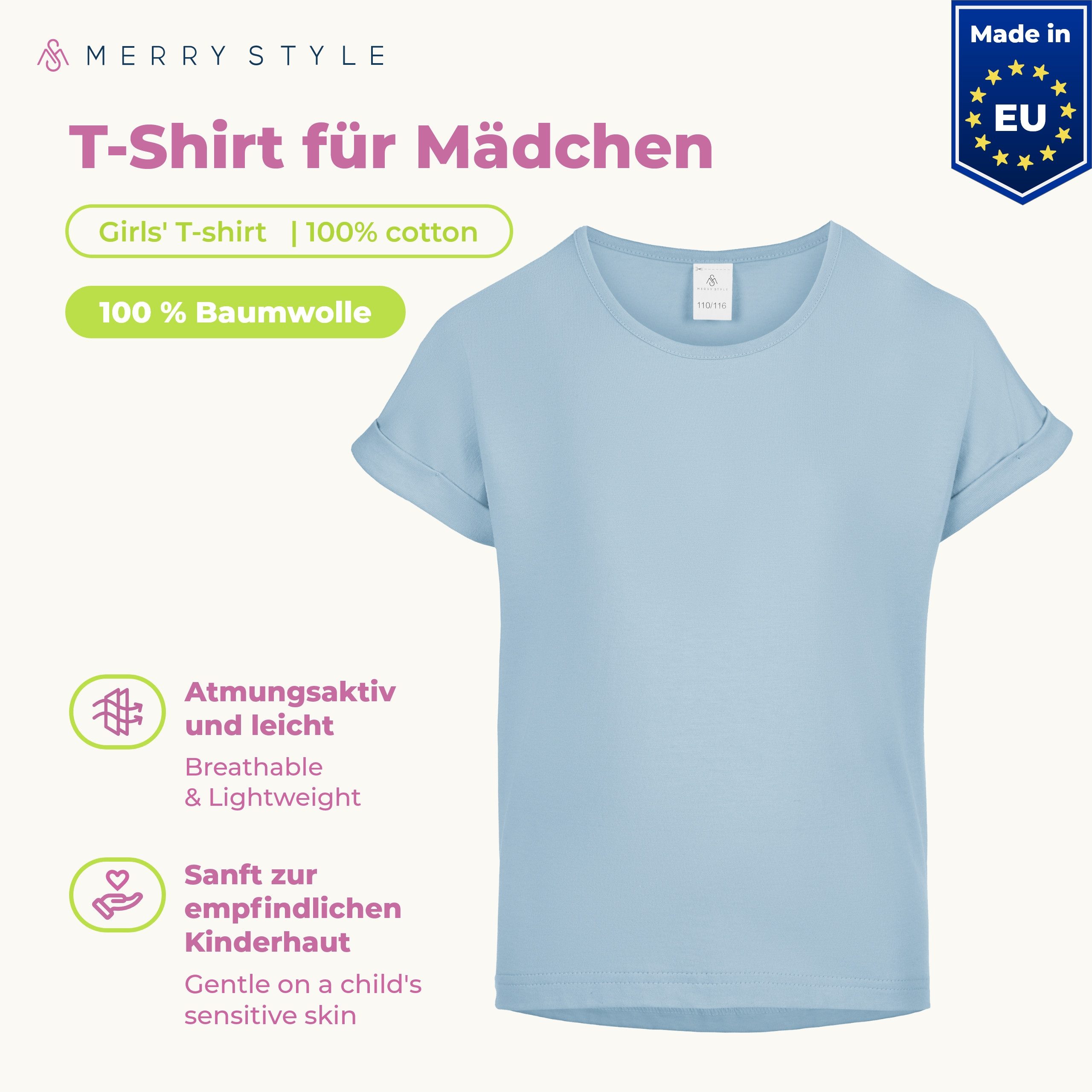 Merry Style T-Shirt für Mädchen aus weicher Baumwolle MS-468 (1-tlg) – Bild 2 von 5