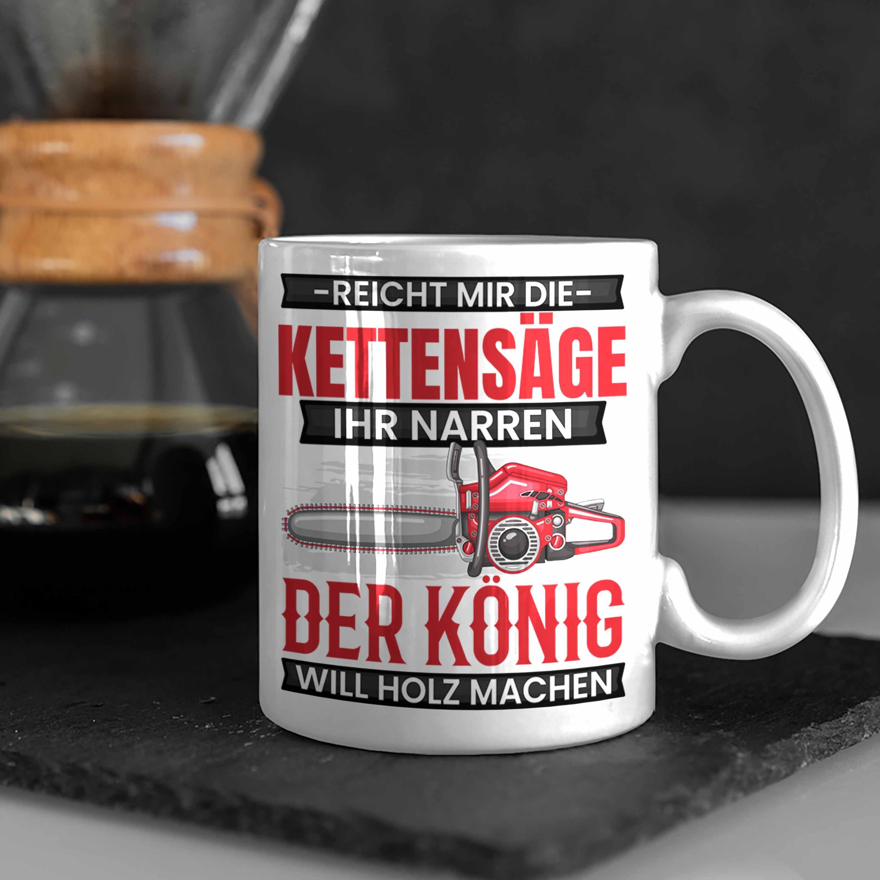 Tasse Geschenkidee Geschenk Tasse Waldarbeite Trendation Weiss Waldarbeiter Kaffee-B Holzfans