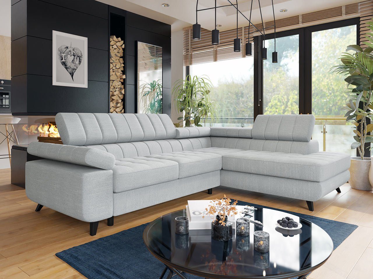 Premium, MIRJAN24 Wohnlandschaft Nord Ecksofa und Couch, Bettkasten, mit Schlaffunktion L-Form Sofa