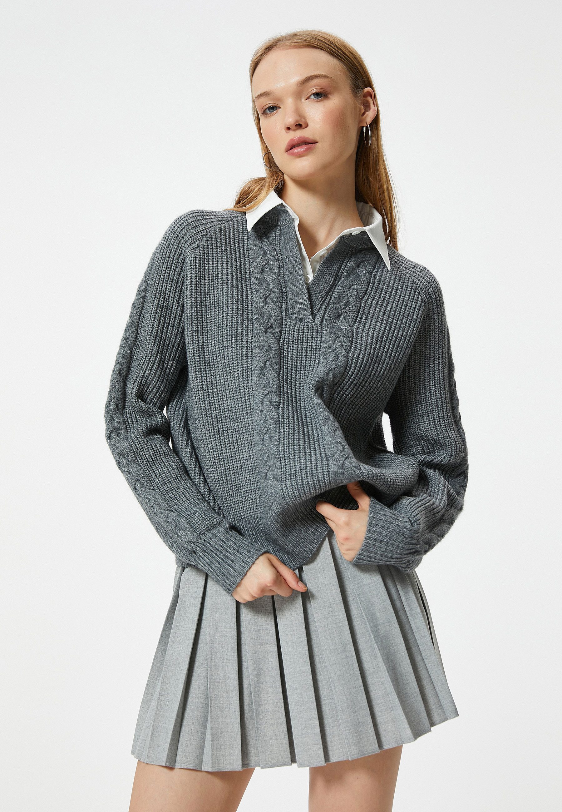 Strickpullover Hemdkragen Regular