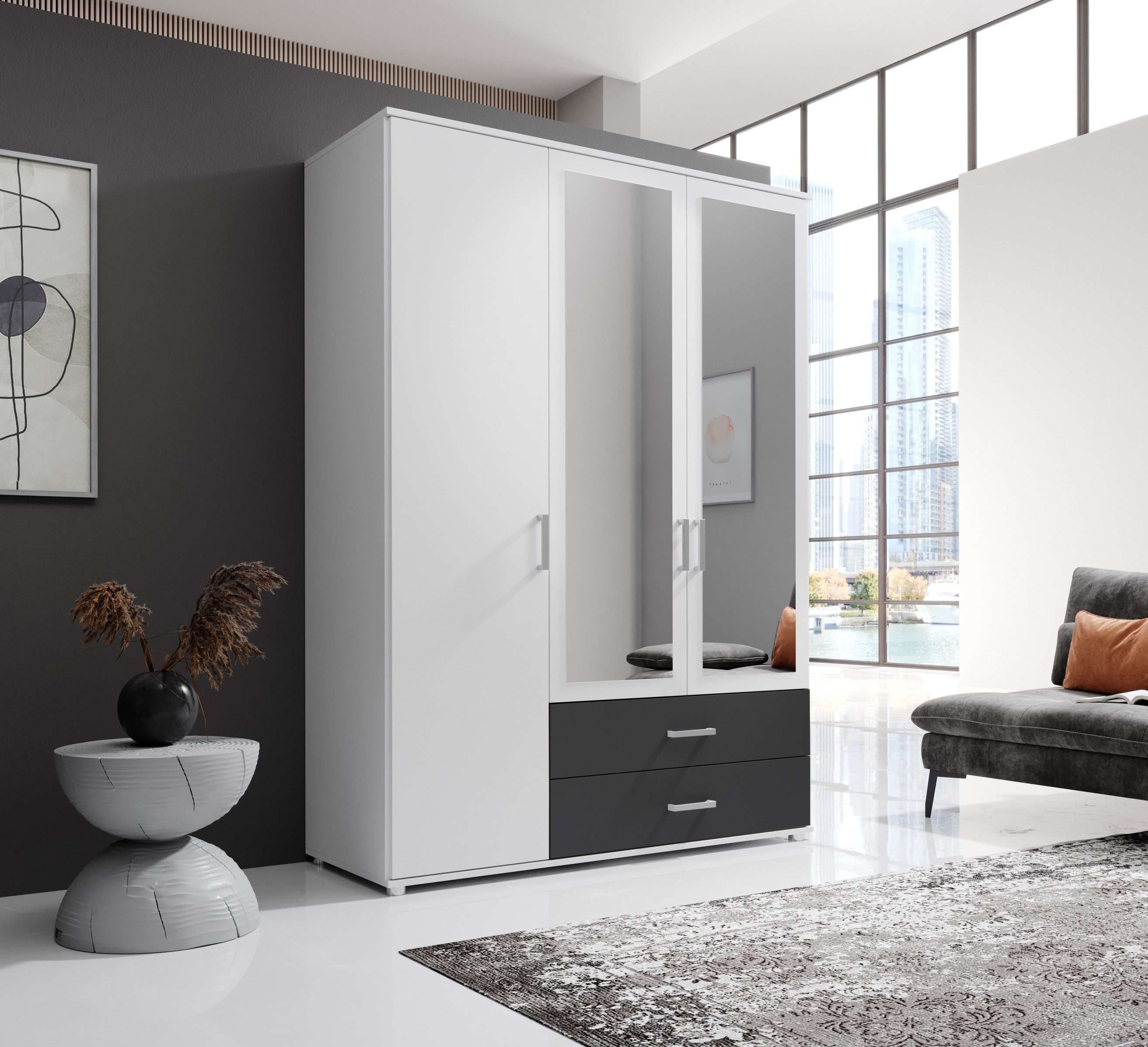 Schlafkontor Drehtürenschrank "Ivar Kleiderschrank mit Spiegel" inklusive 2 günstig online kaufen