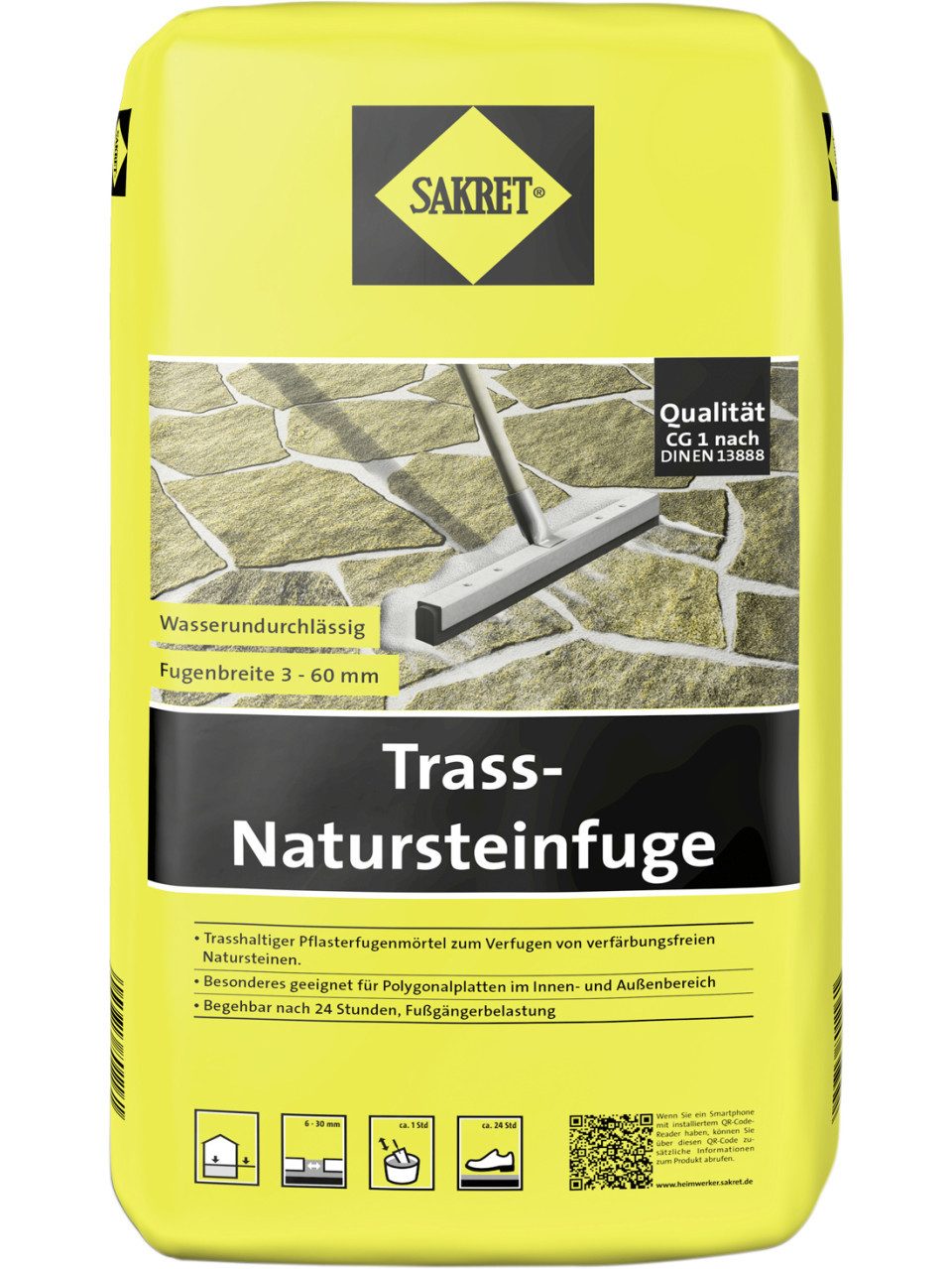 Sakret Fugenmörtel Sakret Trass-Natursteinfuge 6 - 30 mm grau 5 kg