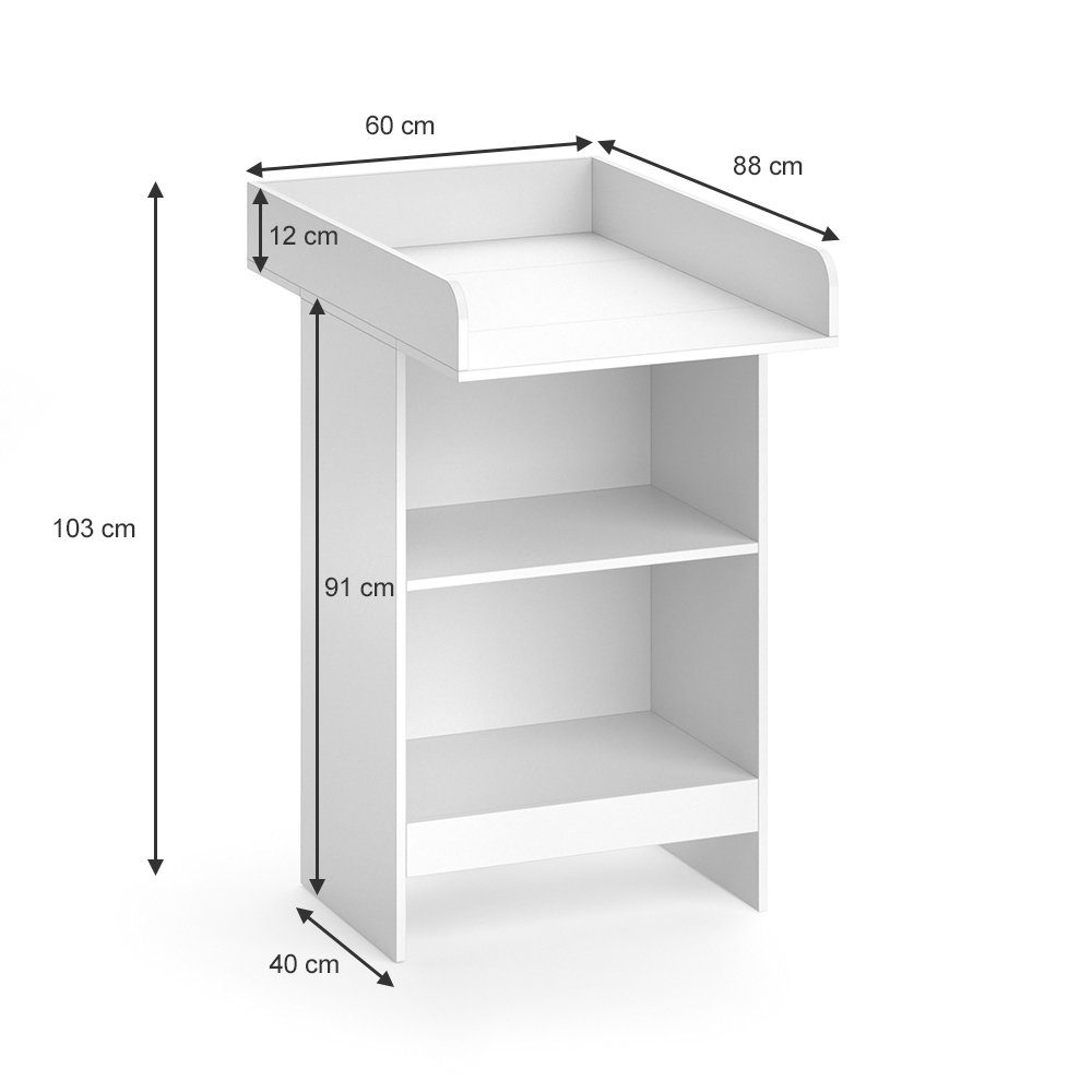 Vicco wrap chest of drawers Leo, white, 60 x 103 cm