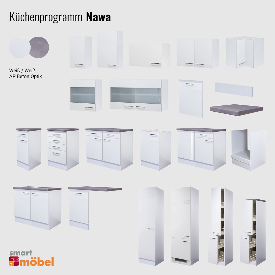 Flex-Well Spülenunterschrank Spülenunterschrank ohne Arbeitsplatte - 50 cm breit - Weiß – Nawa