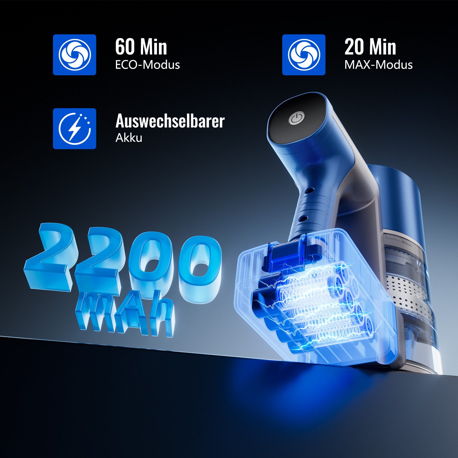 Teendow Akku-Hand-und Stielstaubsauger V10 PRO 50kPA Akku Staubsauger, Akkustaubsauger, 60 min Laufzeit, LED, 300 W, mit Beutel, Geräuscharm, Hand- und Bodenstaubsauger, Starke Saugkraft, Kabellos
