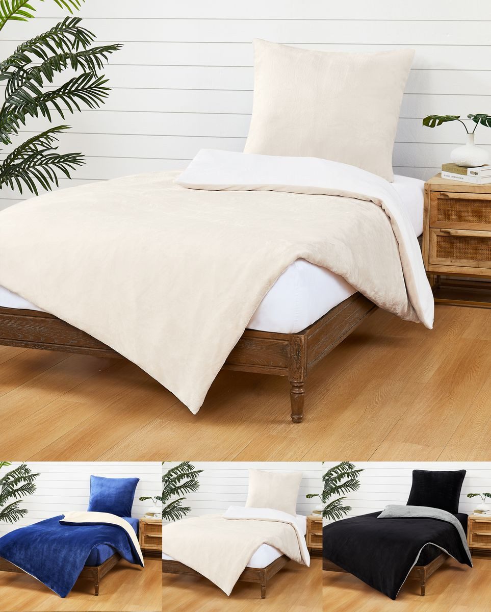 JACK Wendebettwäsche JACK Teddy Flausch 135x200cm Weiß Creme Blau Grau Anth günstig online kaufen