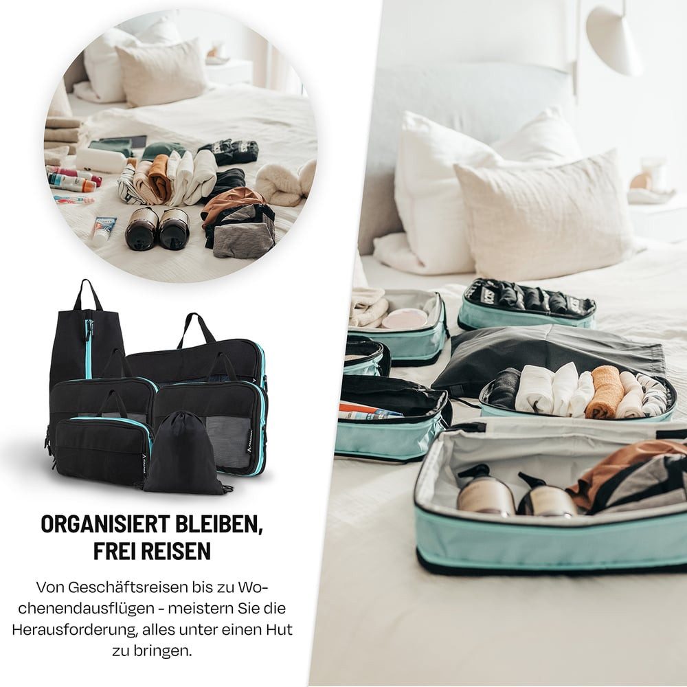 Atacama Packsack Daypack Packsack mit Sichtfenster 6er-Set, Packtaschen mit Kompression für Rucksack Koffer Dual-Taschen – Bild 3 von 5