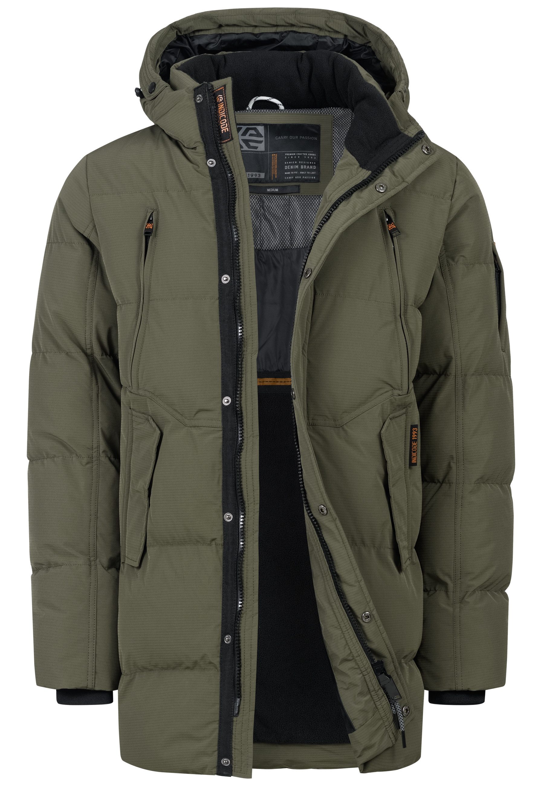 Indicode Winterjacke Herren INBoulton Jacke Winter Herrenjacke mit Kapuze und Taschen
