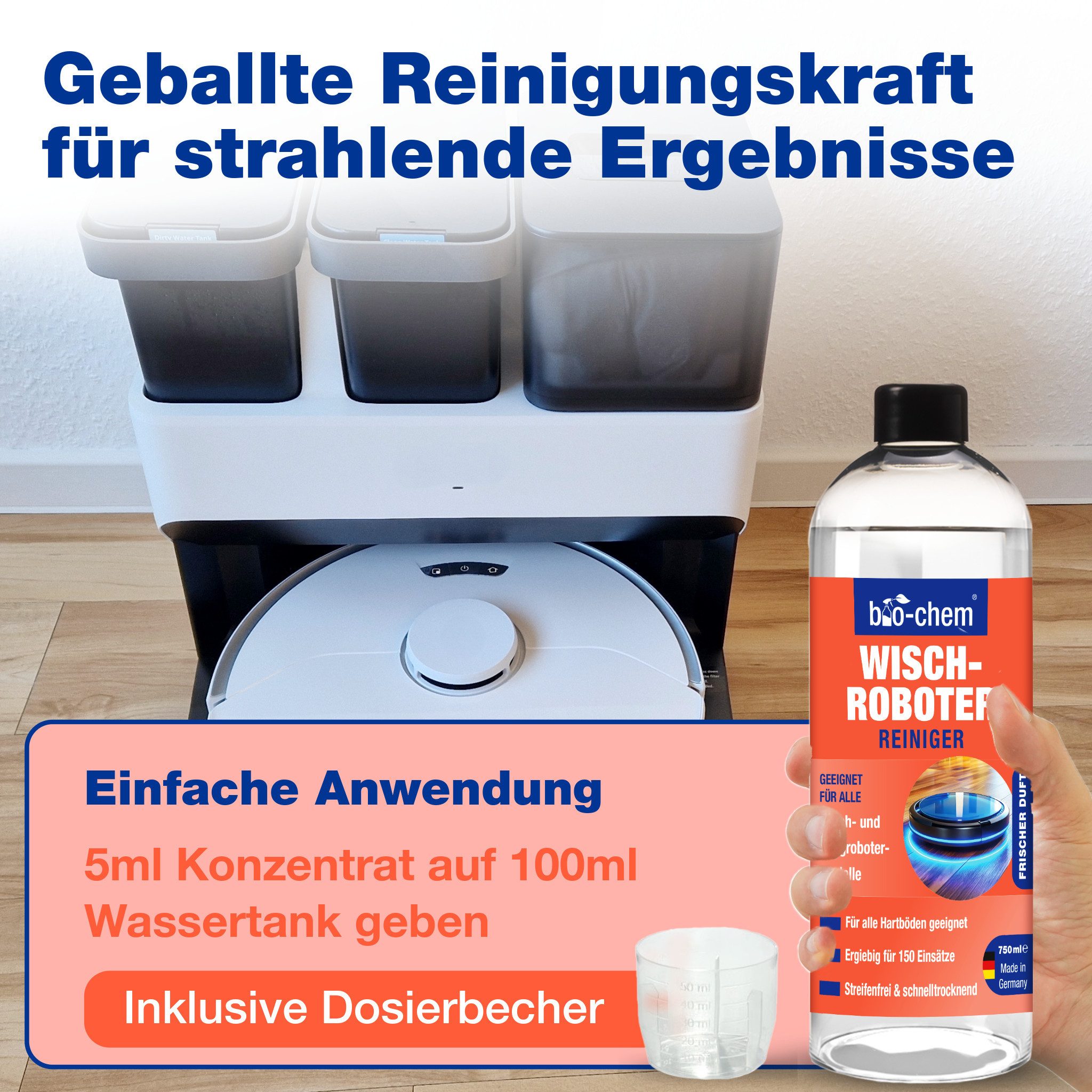 bio-chem Wischroboter-Reiniger 750ml Reinigungsmittel Konzentrat Bodenreiniger Fussbodenreiniger