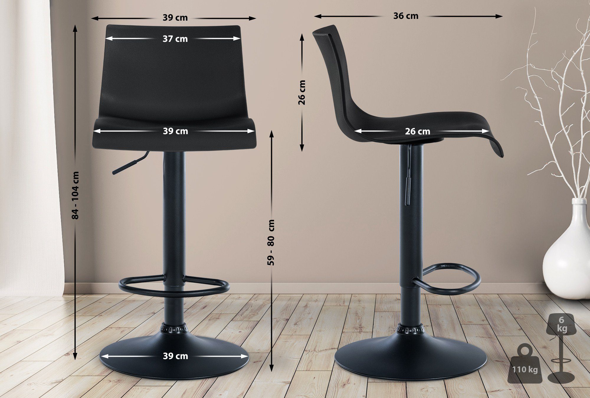 CLP Barhocker Branford (2er Set, 2 St., 2er), höhenverstellbar und drehbar günstig online kaufen