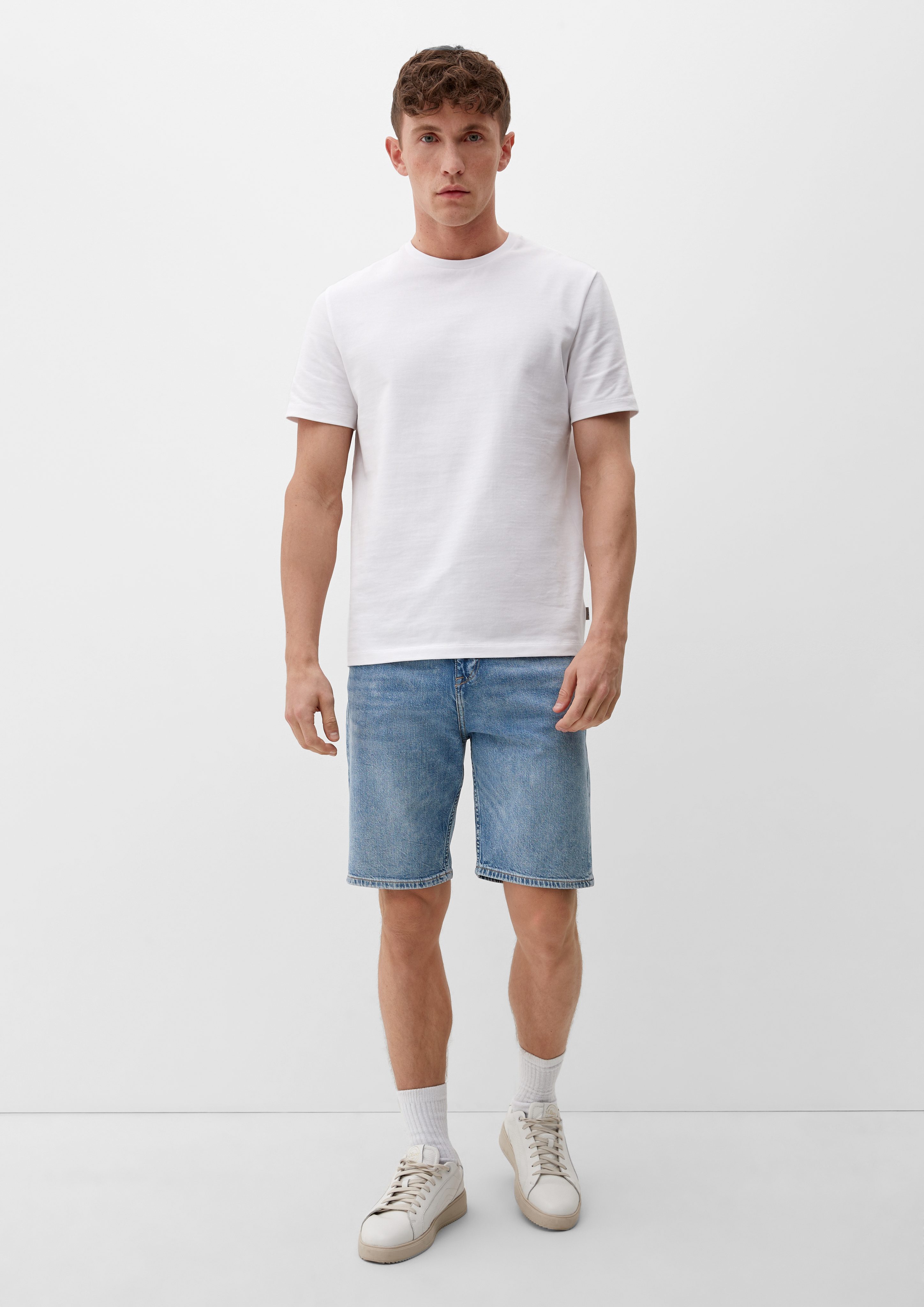 Fit Waschung, / s.Oliver Rise Jeansshorts Relaxed Jeans-Shorts / Mid Leder-Patch