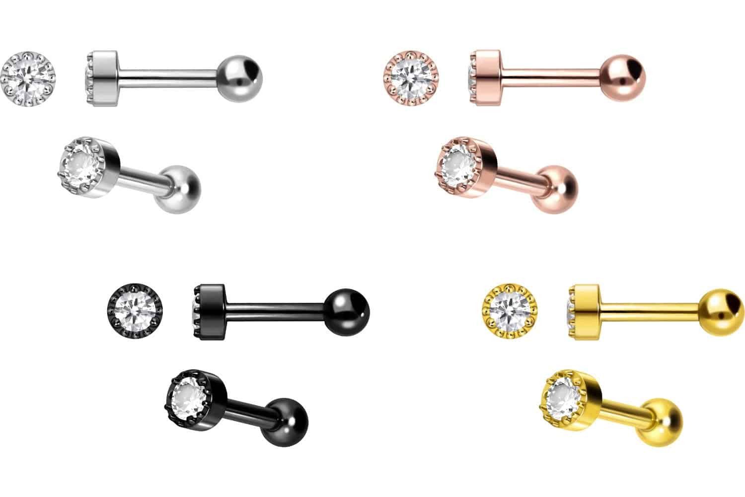 PIERCINGLINE Piercing-Set Titan Ohrpiercing EINGEFASSTER KRISTALL (Mini-Bar günstig online kaufen