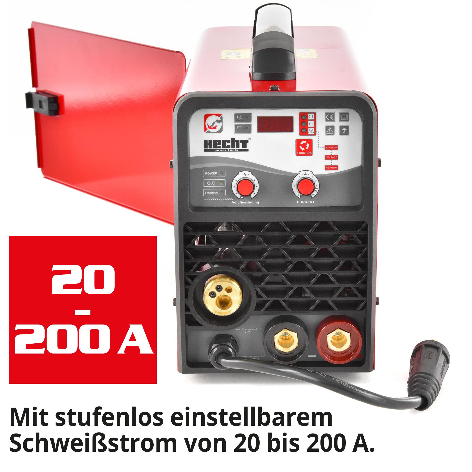 Hecht Schutzgasschweißgerät 1830 MIG MAG Fülldraht IGBT Digitalanzeige, 20 - 200 A, tragbar