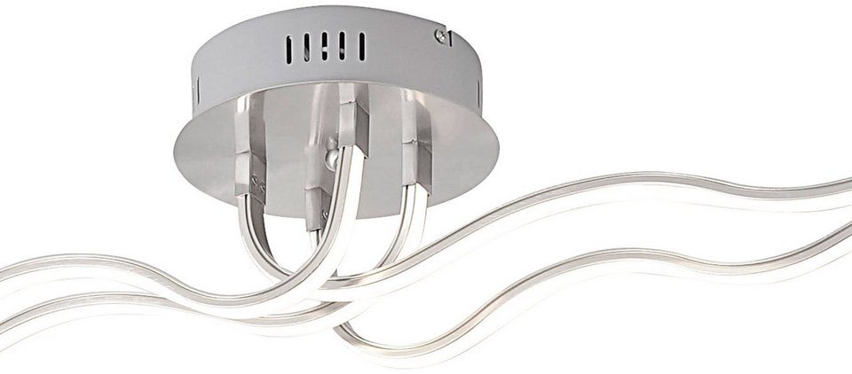 JUST LIGHT Deckenleuchte WAVE, LED fest integriert, inkl. festverbautem LED (3000 Kelvin), feste Arme (wellenförmig)