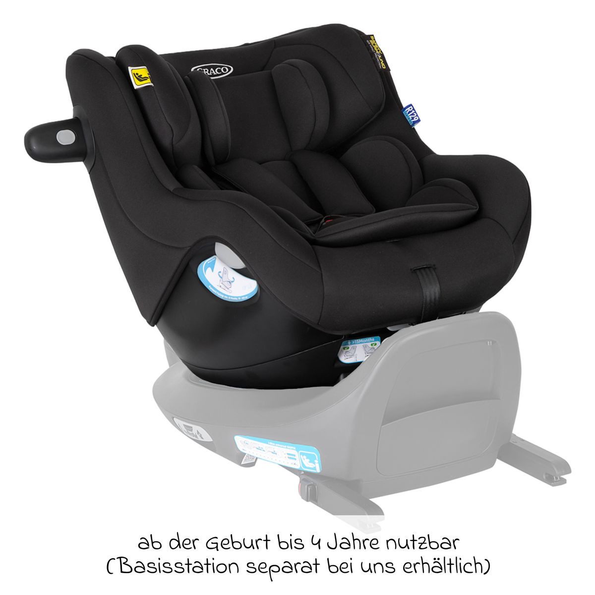 Graco Autokindersitz SnugGo i-Size - Midnight, Reboarder Kinder Autositz ab Geburt - 4 Jahre (40 cm - 105 cm)