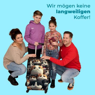 NoBoringSuitcases.com© Koffer Katze - Haustiere - Katze - Braun - Grau - Kinder 67x43x25cm, 4 Rollen, Mittelgroßer Koffer für Kinder, Trolley