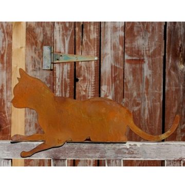Rostikal Kantenhocker Katze Dekofigur Wohnzimmer Gartendeko (1 St), Echter Rost
