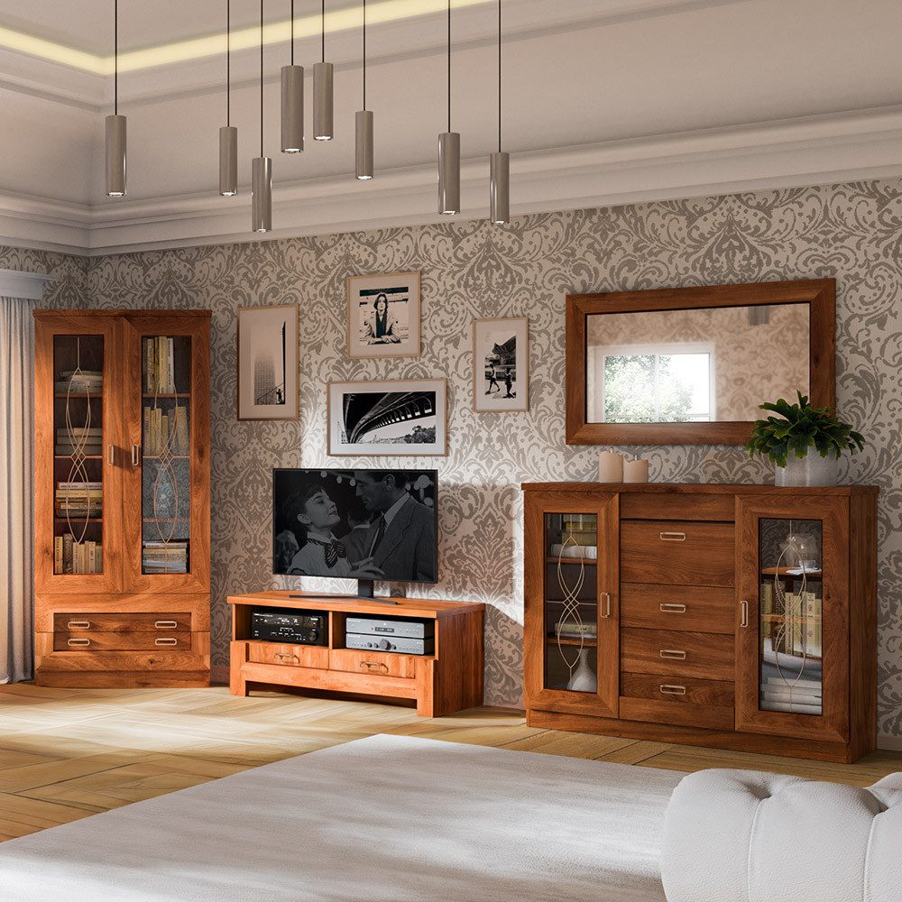 Lomadox Wohnzimmer-Set TEORA-161, (Mega-Spar-Set, 4-St., Vitrinenschrank günstig online kaufen