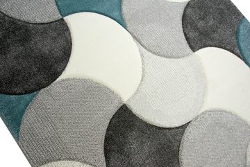 Teppich Designer Teppich Wohnzimmerteppich Kurzflor Tropfen türkis grau blau, Carpetia, rechteckig, Höhe: 13 mm