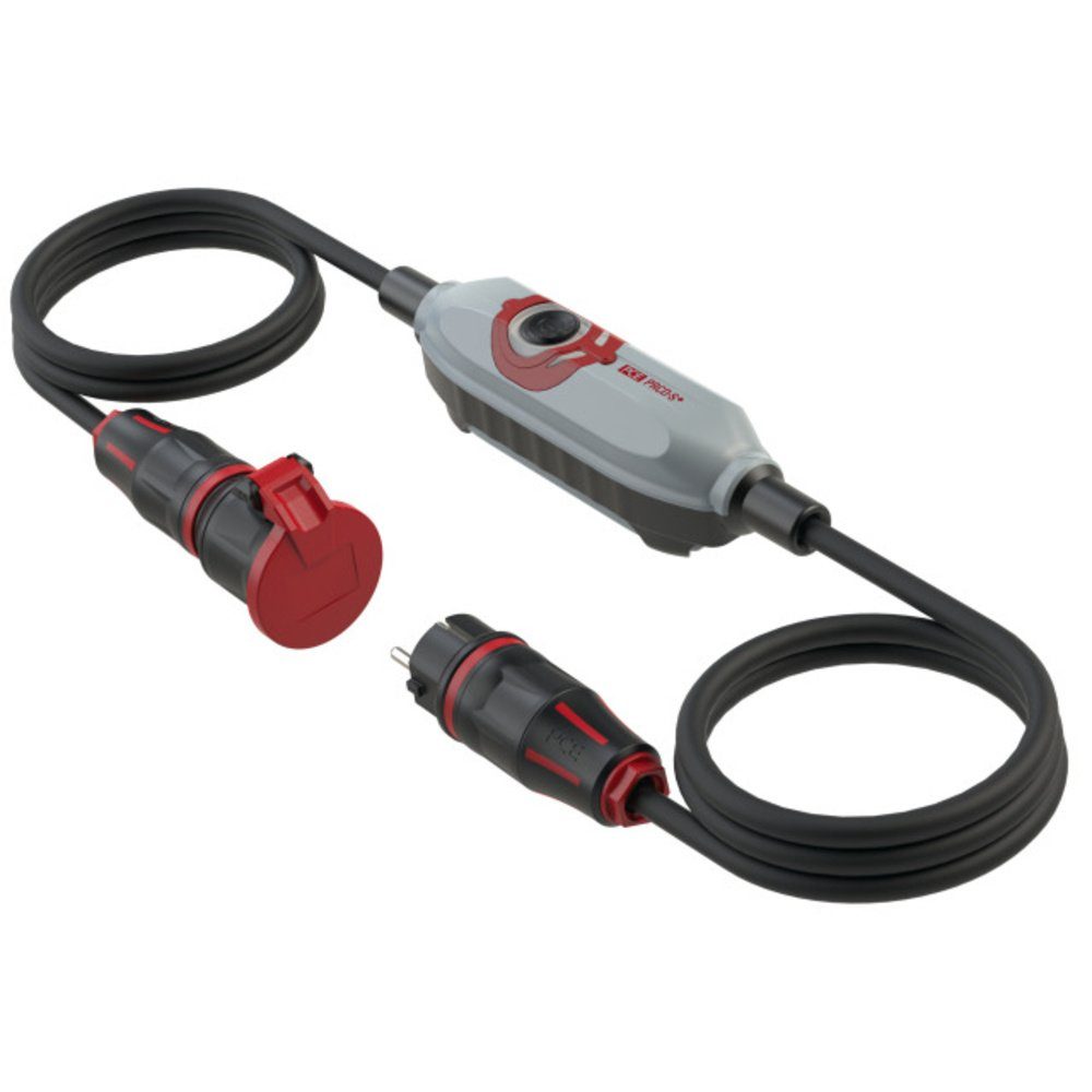 PCE Personenschutzstecker PCE 4670001 Personenschutz-Verlängerungskabel PRCD-S+ Grau, Schwarz