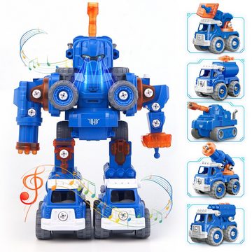 Esun Roboter Roboter kinder ab 6 jahre, 5in1 Roboter Kinder mit Lichtern und Tönen (Set), Konstruktionsspielzeug ab 5 6 7Jahre, Weihnachten Geburtstags Geschenk