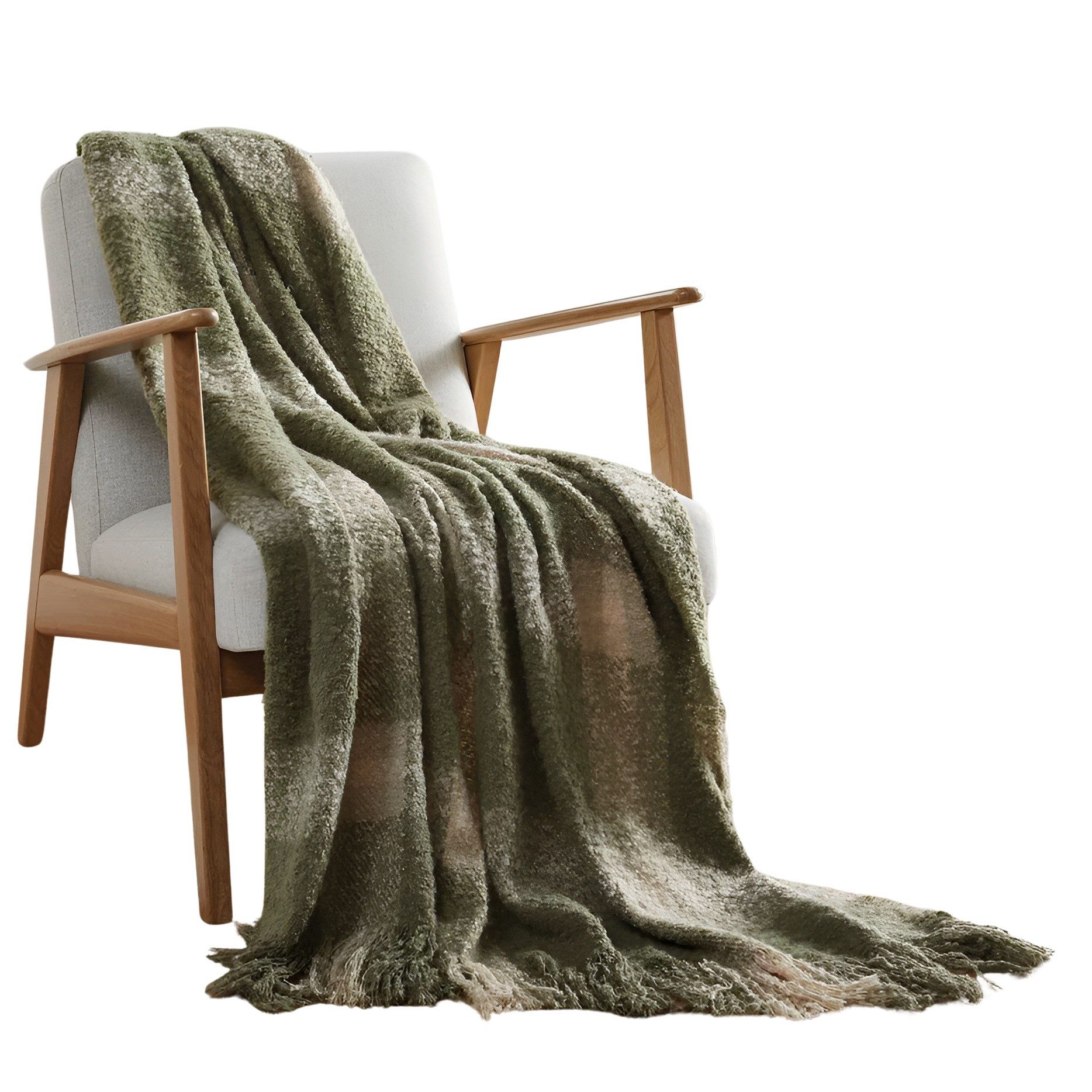 Wohndecke Kuscheldecke "Karo" weich, 127x152 cm, grün, Couchdecke in Webobtik, Dekoleidenschaft, Decke mit Fransen, Überwurfdecke für Sofa & Sessel, Tagesdecke