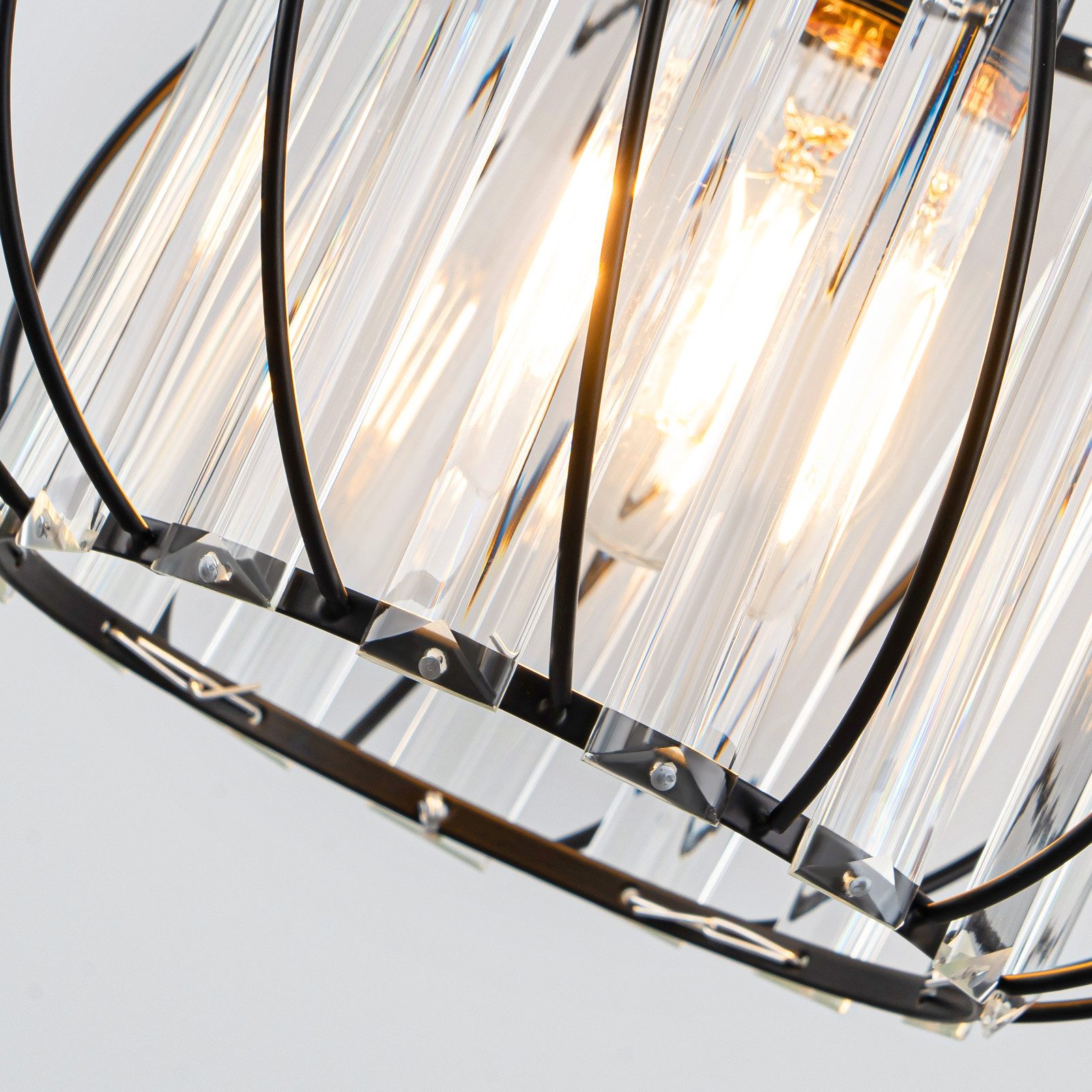 Nettlife Deckenleuchte Retro Schwarz Kristall E27 1-Flammig Metall Deckenlampe für Küche Flur, ohne Leuchtmittel, Innen Deckenbeleuchtung für Korridor Balkon fl – Bild 5 von 5