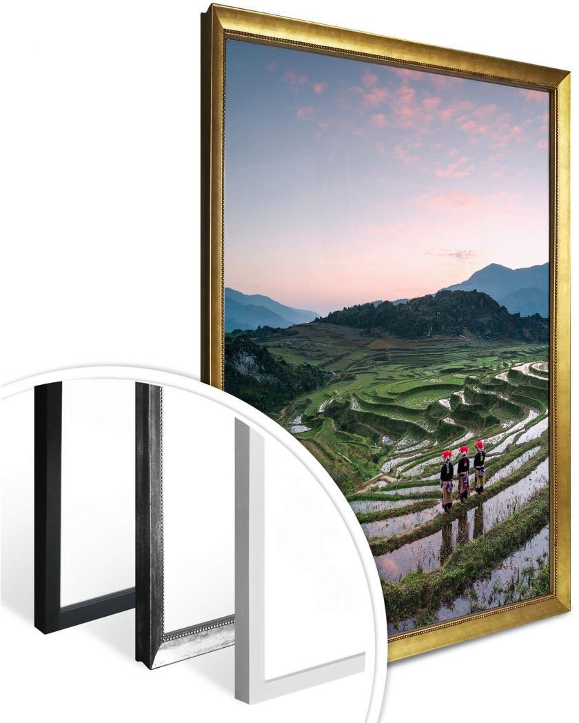 Wall-Art Poster Reisterrassen Vietnam, Landschaften (1 Bild, Poster, St), Wandposter Wandbild