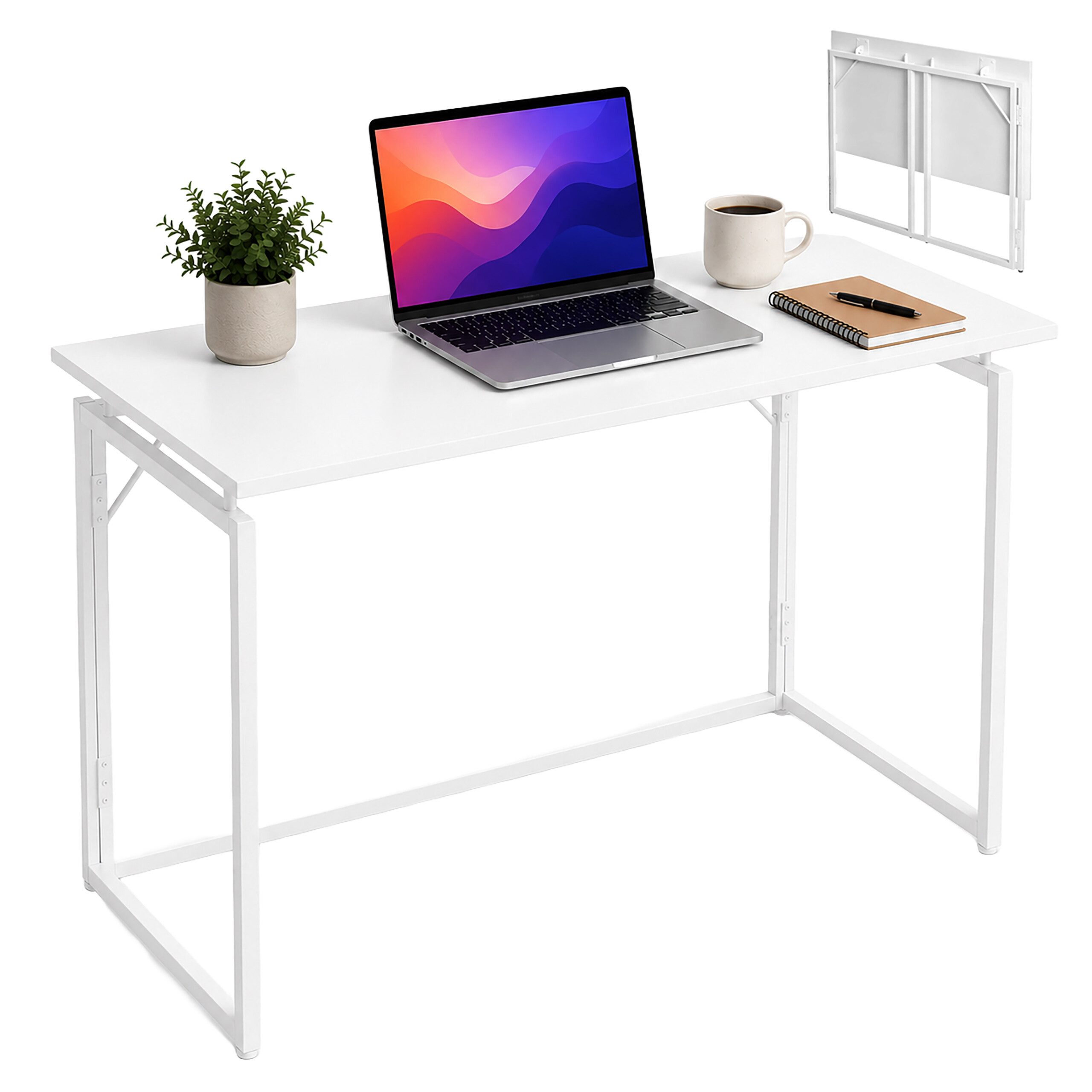 relaxdays Klapptisch Klappbarer Schreibtisch (1-St), weiß, 100 x 50 cm