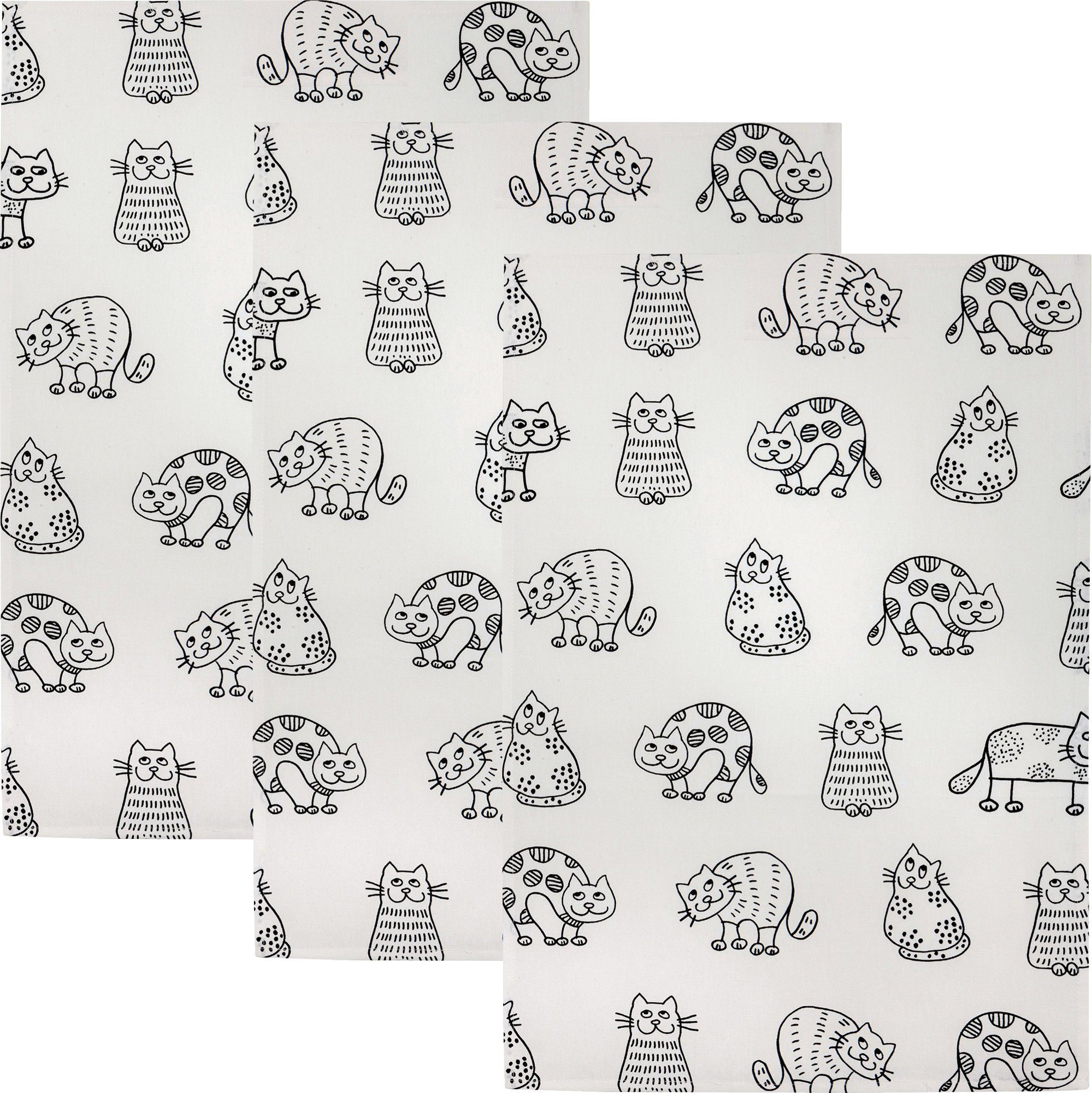 Kracht Geschirrtuch Geschirrtuch "Katzenreihe" 3er-Pack, Halbleinen Motiv günstig online kaufen