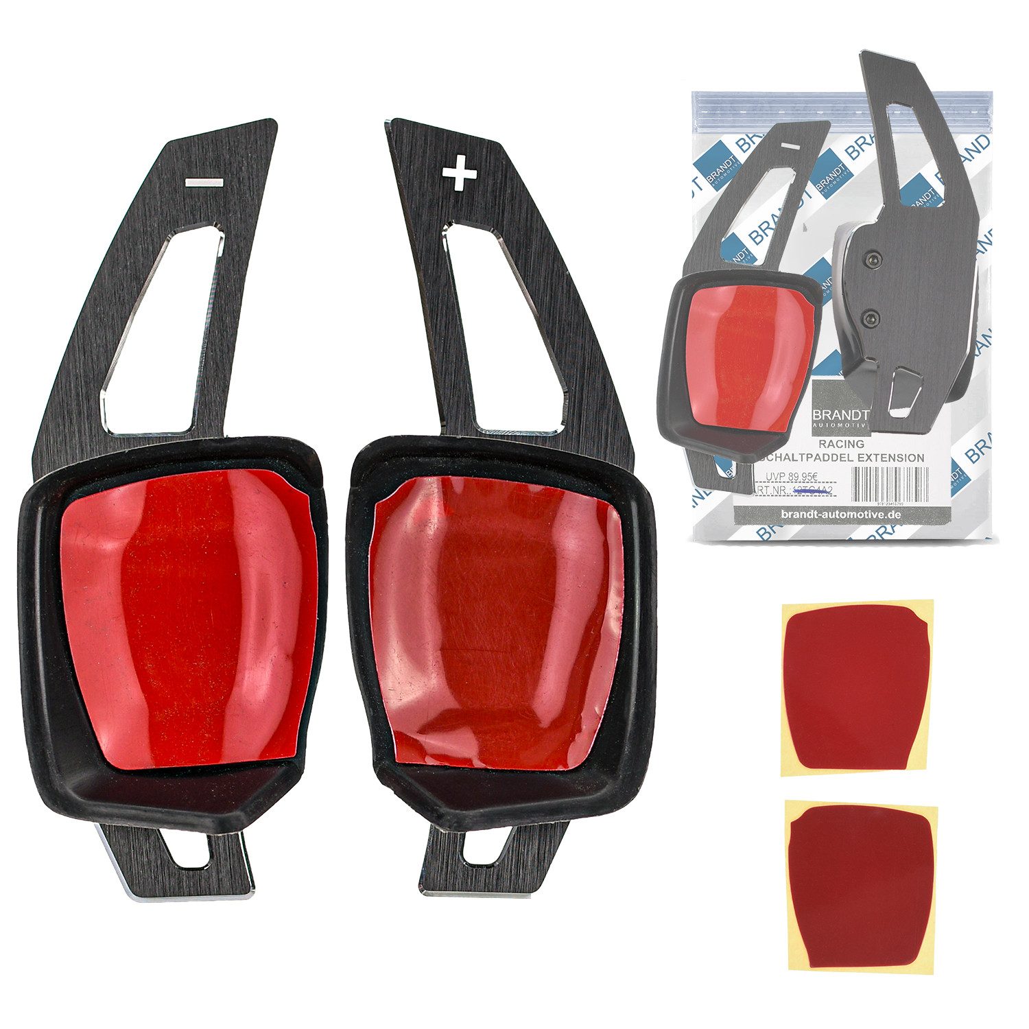 BRANDT AUTOMOTIVE Lenkeradapter Auto Lenkrad Schaltwippen Verlängerung SET Aluminium SCHWARZ, (2-tlg., für VW AMAROK I ARTEON CADDY IV V GOLF 6 7 T6 T7 PASSAT B8 3G POLO)