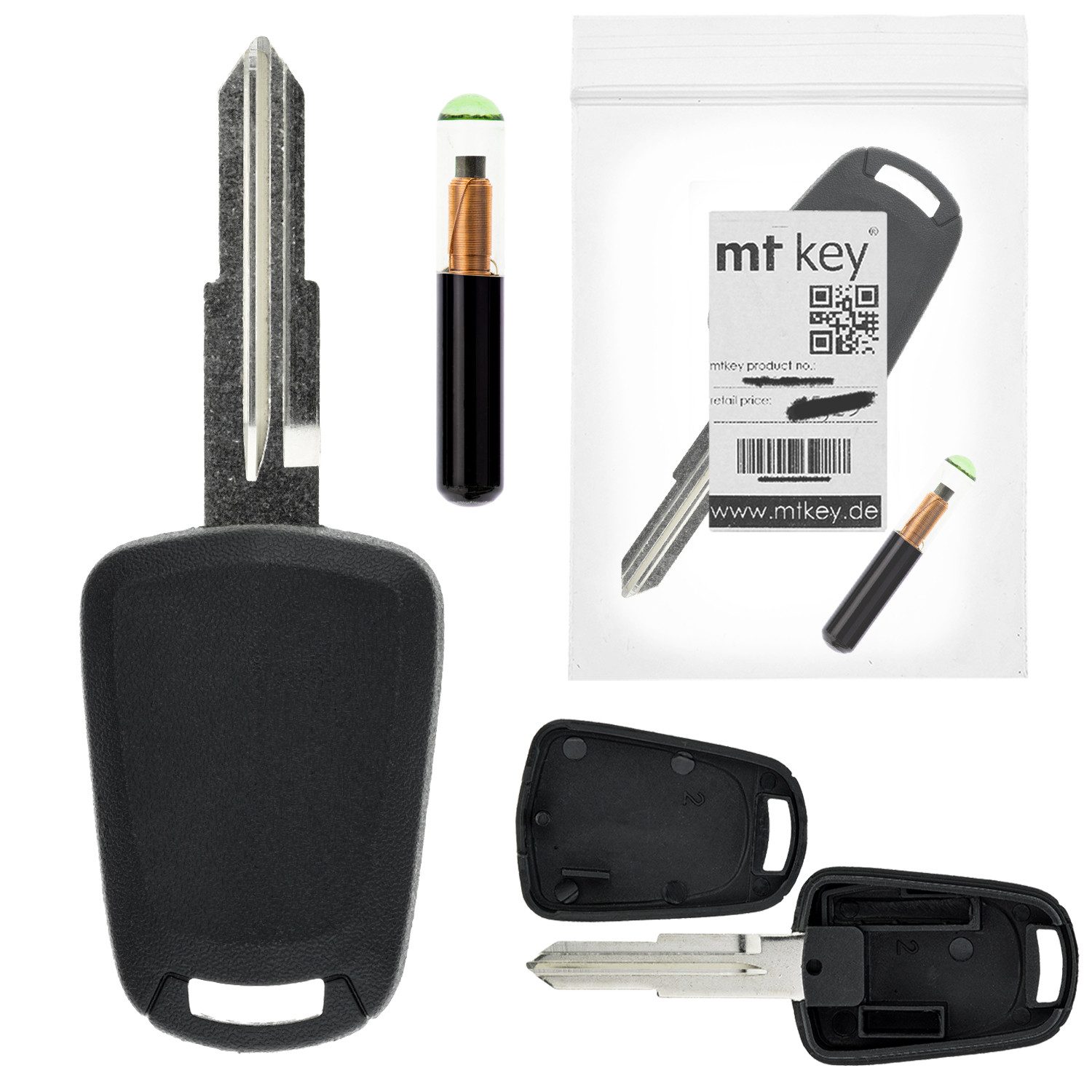 mt-key Schlüsseltasche Auto Zünd Schlüssel DWO4R + ID60 80 Bit T7 Glas Transponder (Set), für Chevrolet Epica V250 (AB 06); Evanda V200 (03-06); Daewoo Evan...