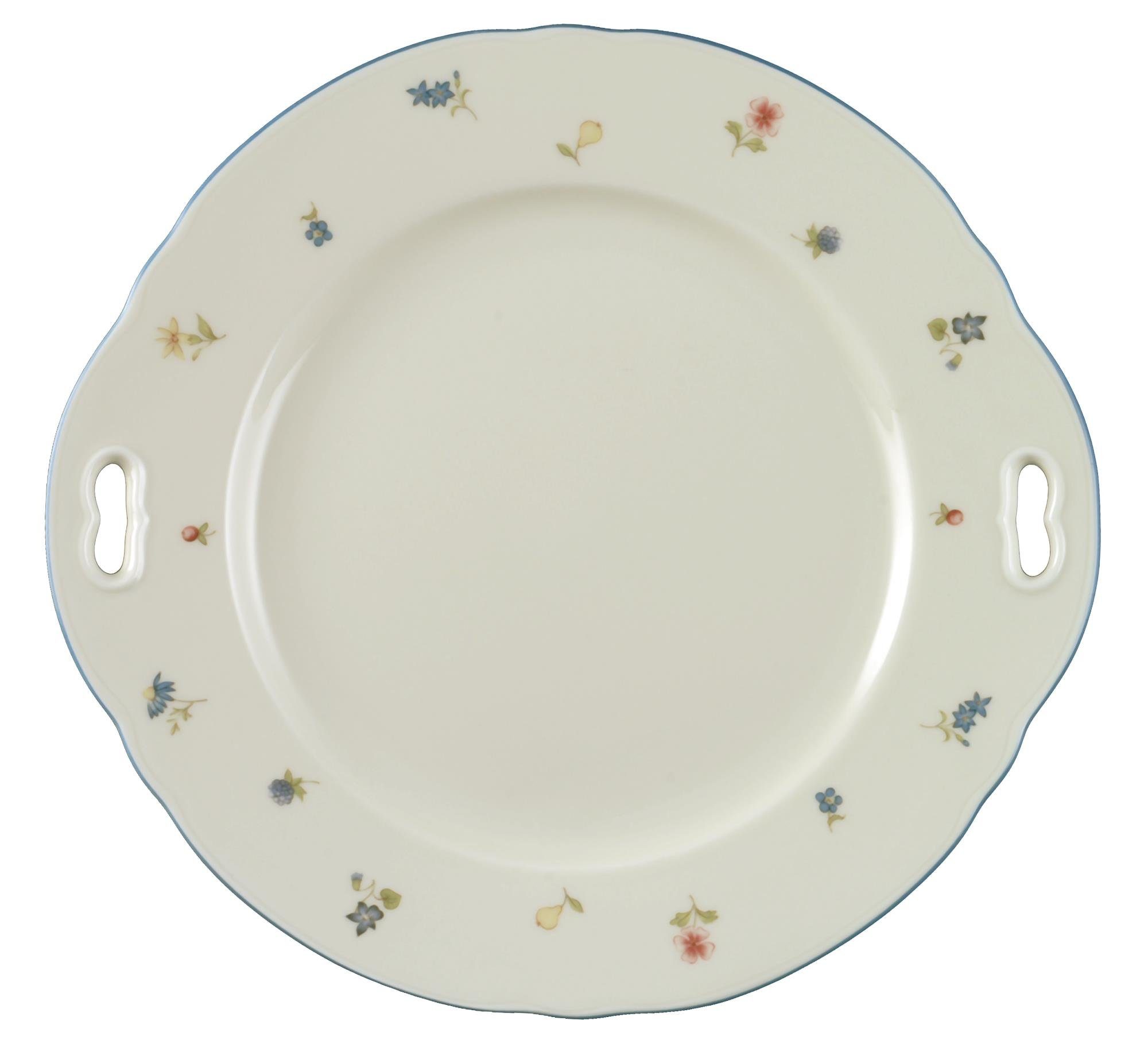 Seltmann Weiden Geschirr-Set Kuchenplatte mit Griff 27 cm Fahne Marie Luise Streublume 30308 von, Porzellan