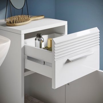 xonox.home Unterschrank Linus (Badezimmer Kommode in weiß mit Schublade, 30 x 79 cm) Hochglanz, Vollauszug