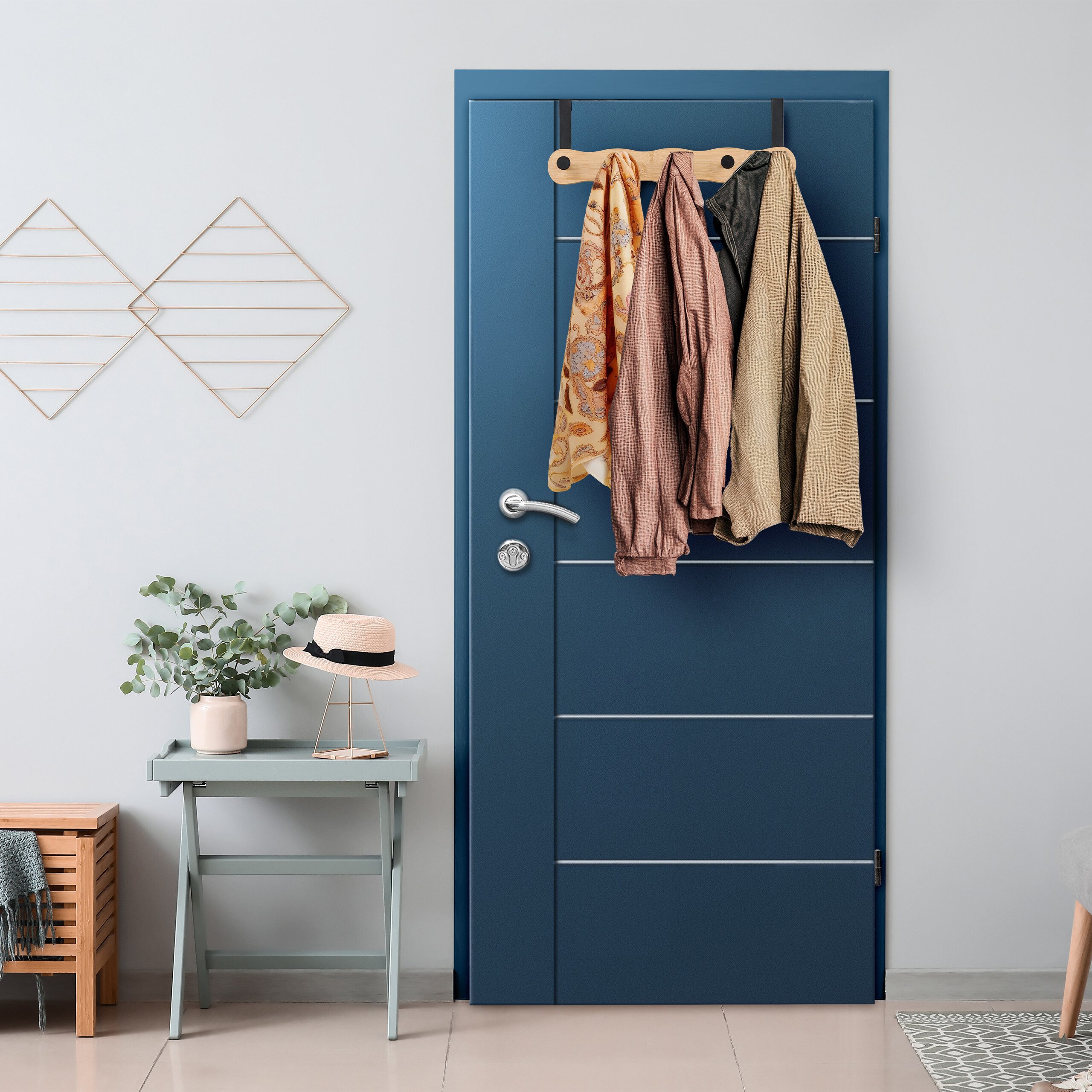 relaxdays Türgarderobe mit 5 Hake, Türen, schwarz günstig online kaufen