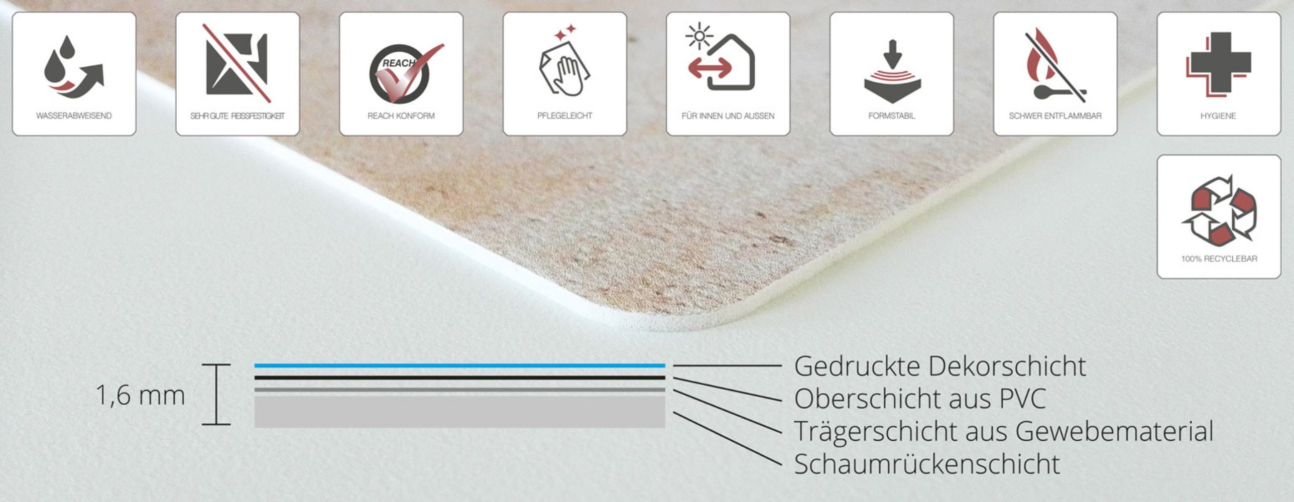 cover-your-desk.de Platzset Tischsets "Rote Zipfelmützen im Schnee" Weihnachten, (4-St), 44 x 32 cm - aus Premium Vinyl abwaschbar