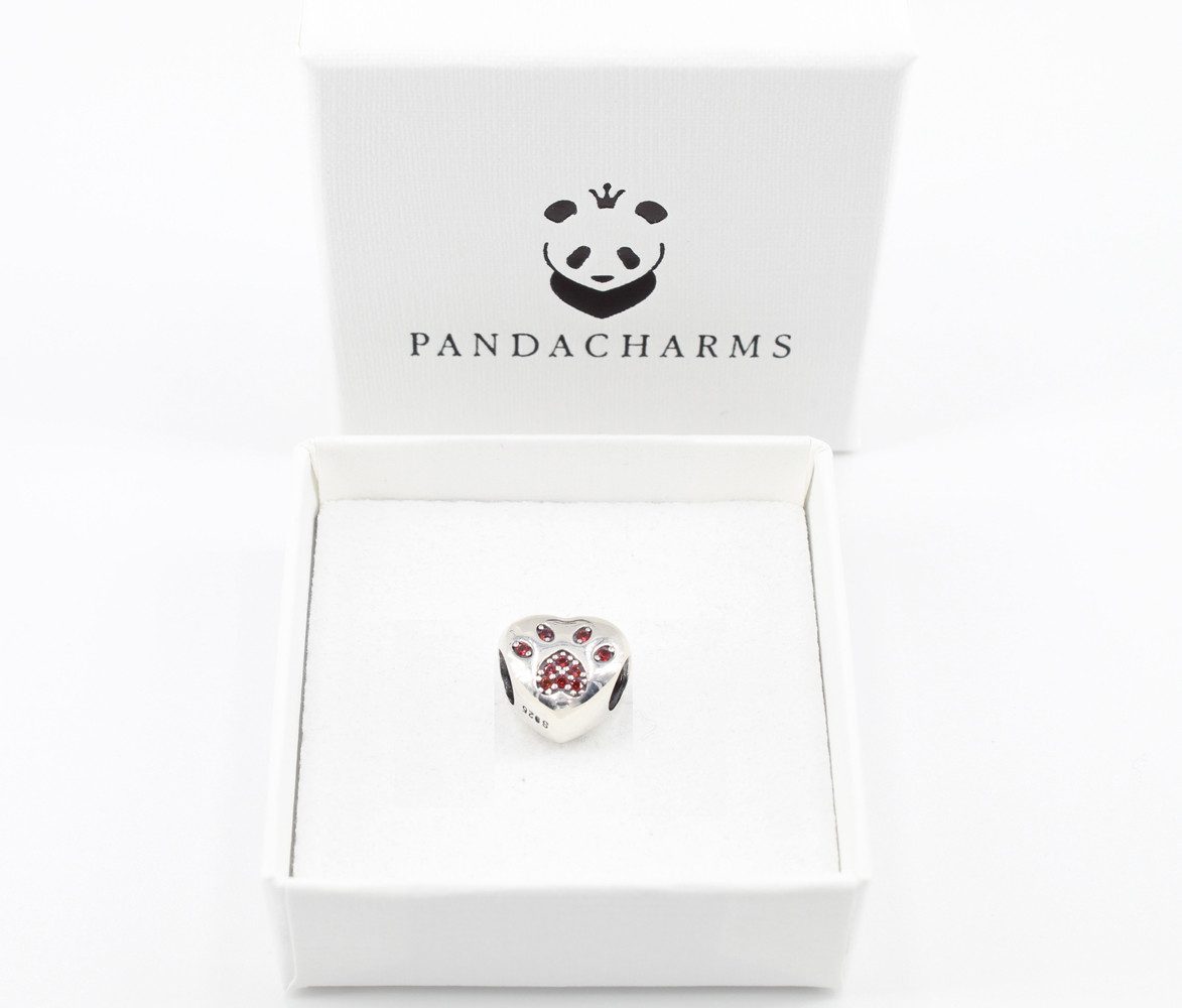PANDACHARMS Bead Pfötchenherz Rot Charm für Charm Armband, 925er Silber, Zi günstig online kaufen