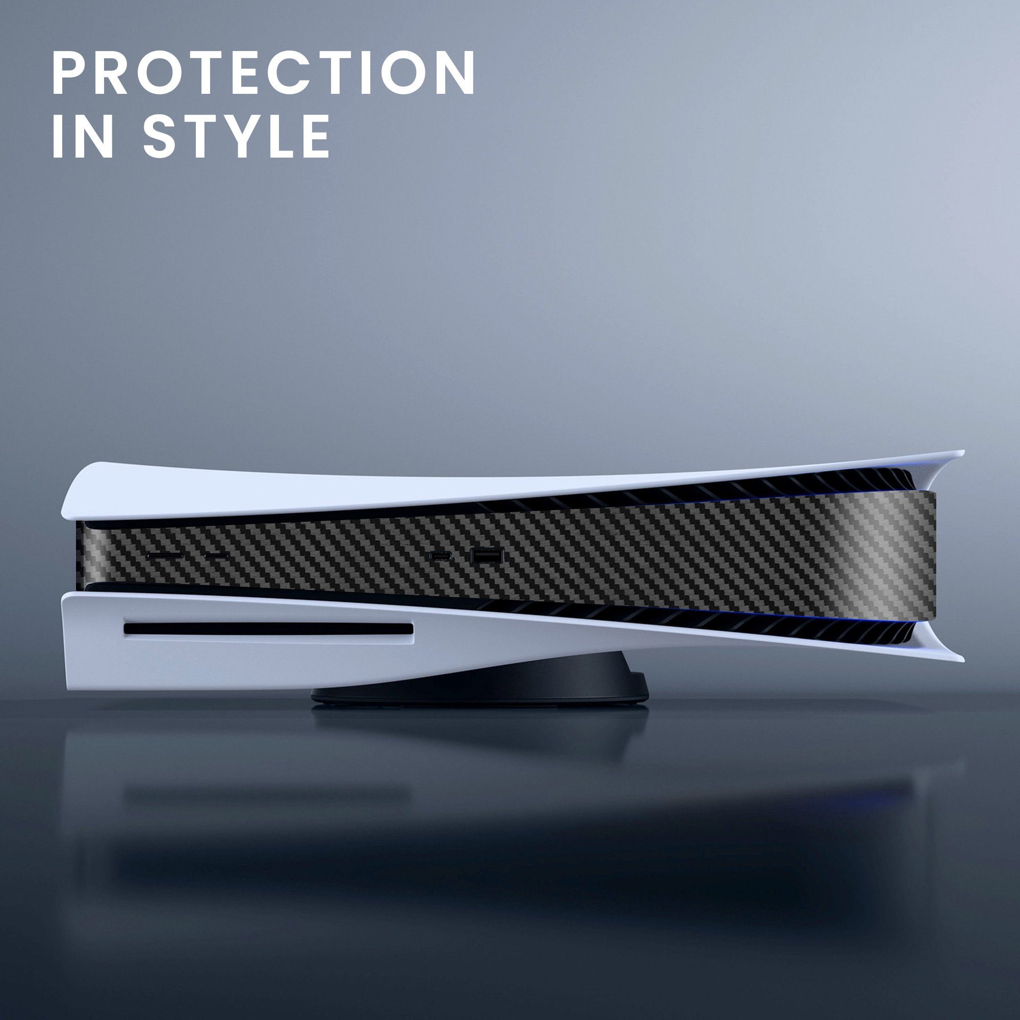 2. Bild von kwmobile Spielekonsolen-Tasche Konsolen Aufkleber für Sony Playstation 5 Disc Edition, Aufkleber Folie mit Carbon Design in Schwarz
