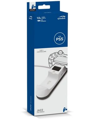Speedlink JAZZ Dual Ladestation Ladegerät Weiß Controller (Stylische Docking, USB Dock passend für 2x Sony PS5 Wireless Controller)