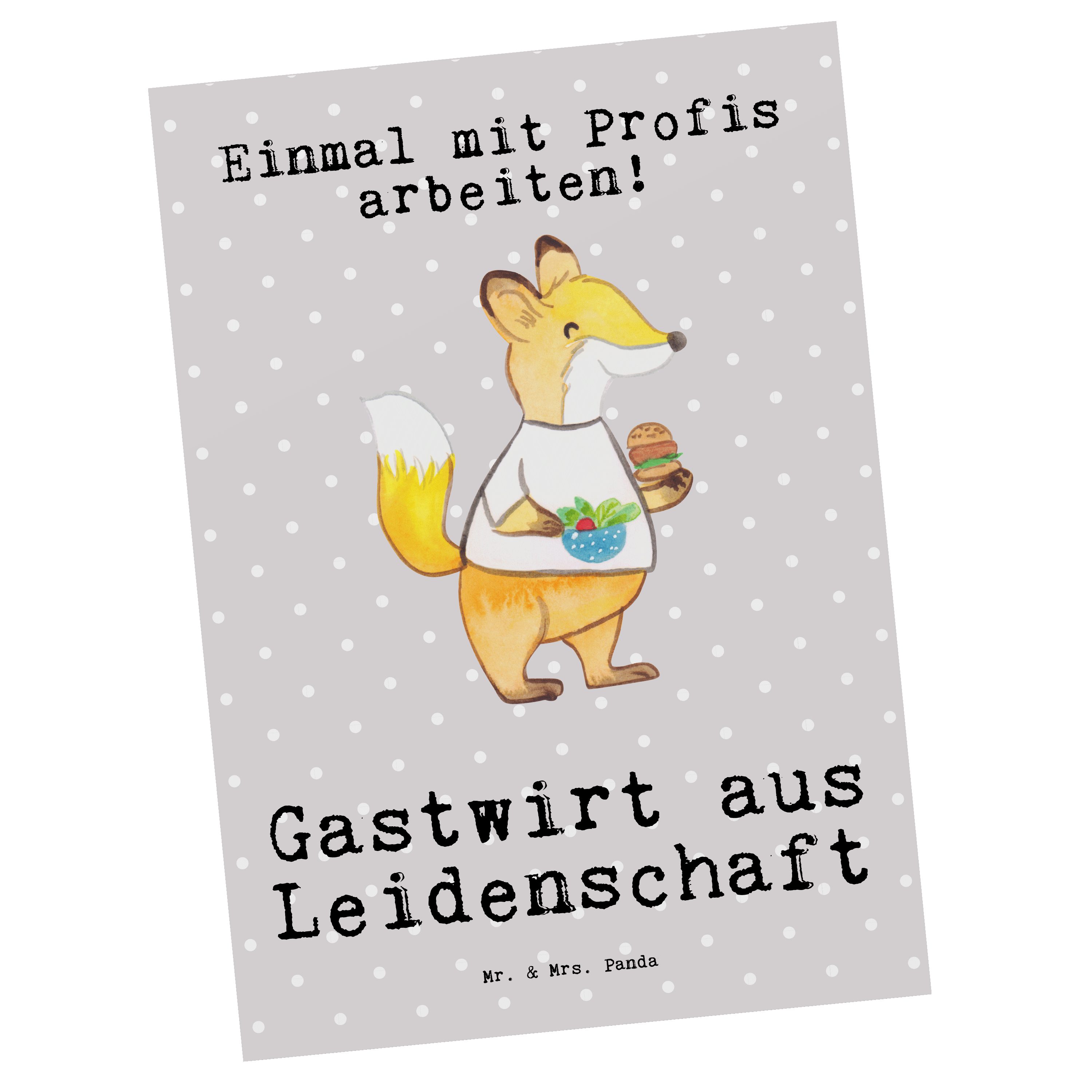 Mr. & Grau Panda - Gastwirt - Mitarbeiter Pastell Leidenschaft Mrs. Geschenk, Postkarte Rum, aus