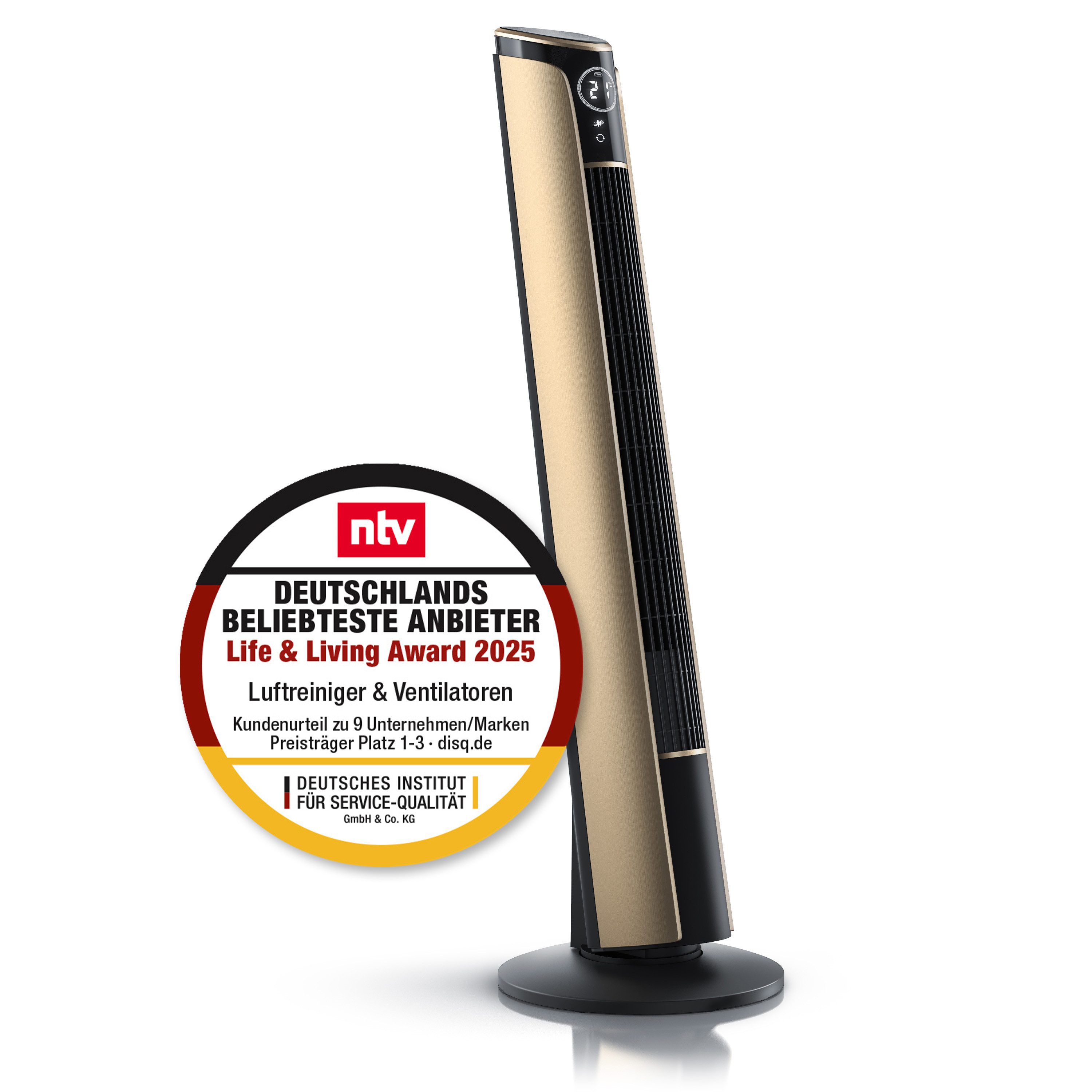 Brandson Turmventilator Standventilator 108cm, Fernbedienung, 10° neigbar, Oszillation, 4 Modi, Preisträger 2025, mobiler Lüfter leise, 4 Lüftungs-Modi, GS-Geprüft