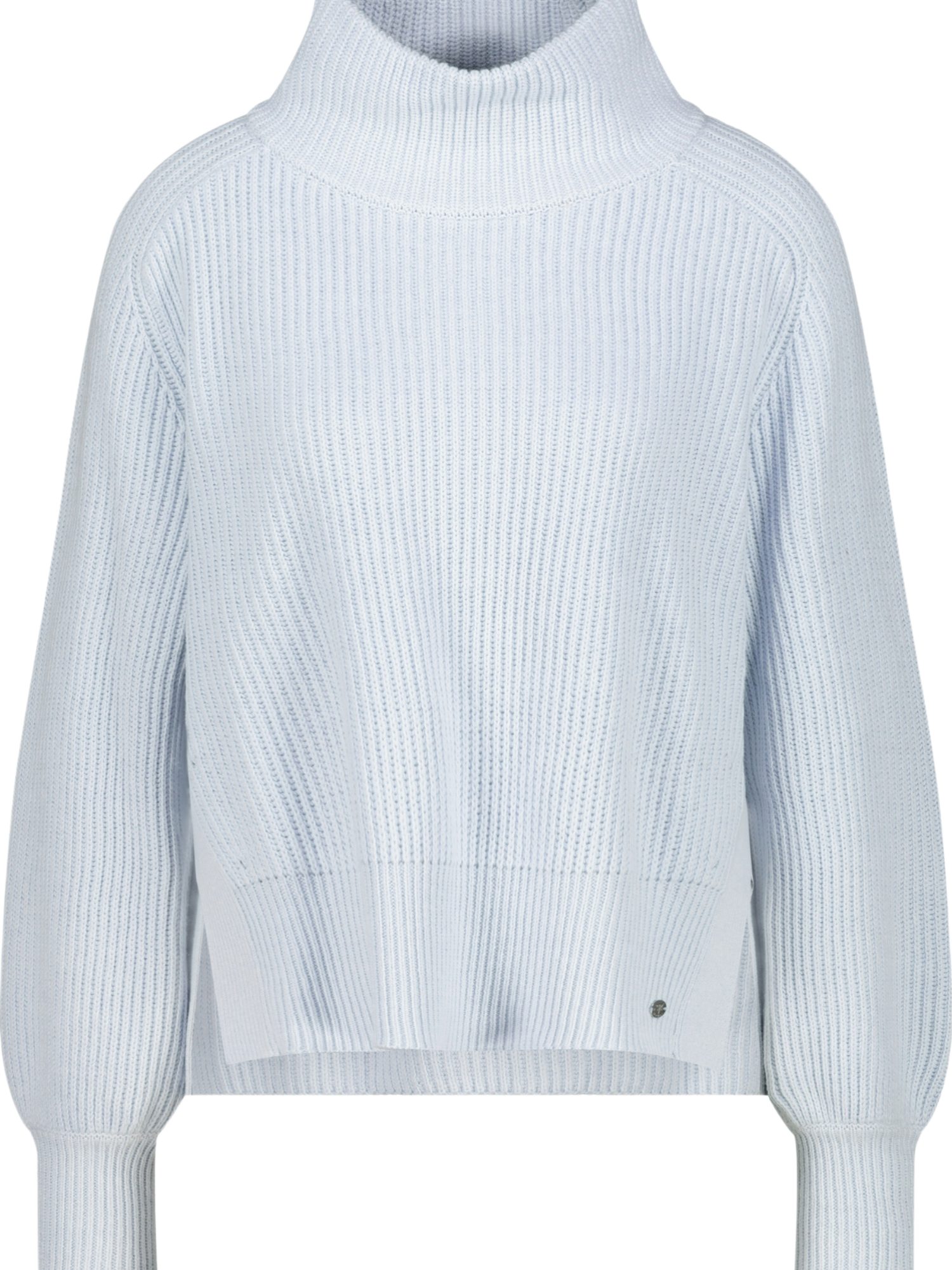 Monari Strickpullover blau,Freizeit,Baumwolle,Unifarben,Stehkragen,Lang,Casual Fit