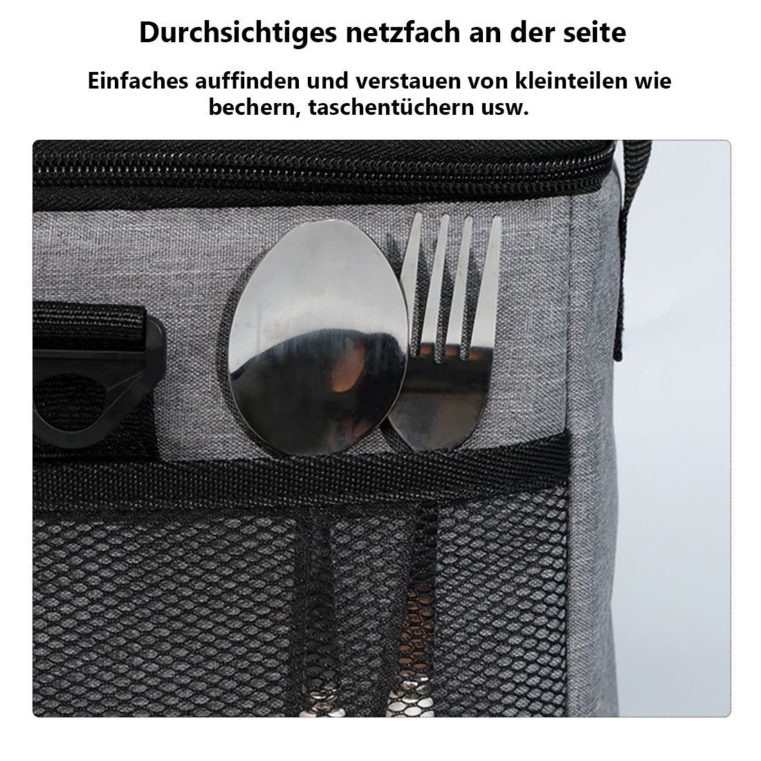 tragbare Picknick-Tasche, Thermobehälter DÖRÖY Schwarz Lunchbox-Tasche Outdoor-Camping-Lunchbag,