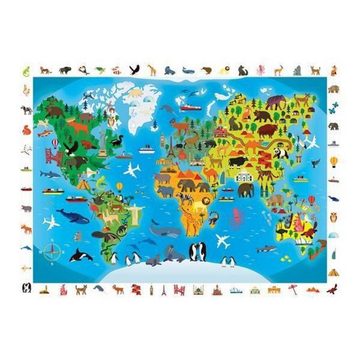Carletto Puzzle Calypto - Tierweltkarte 100 XL Teile Puzzle, Puzzleteile