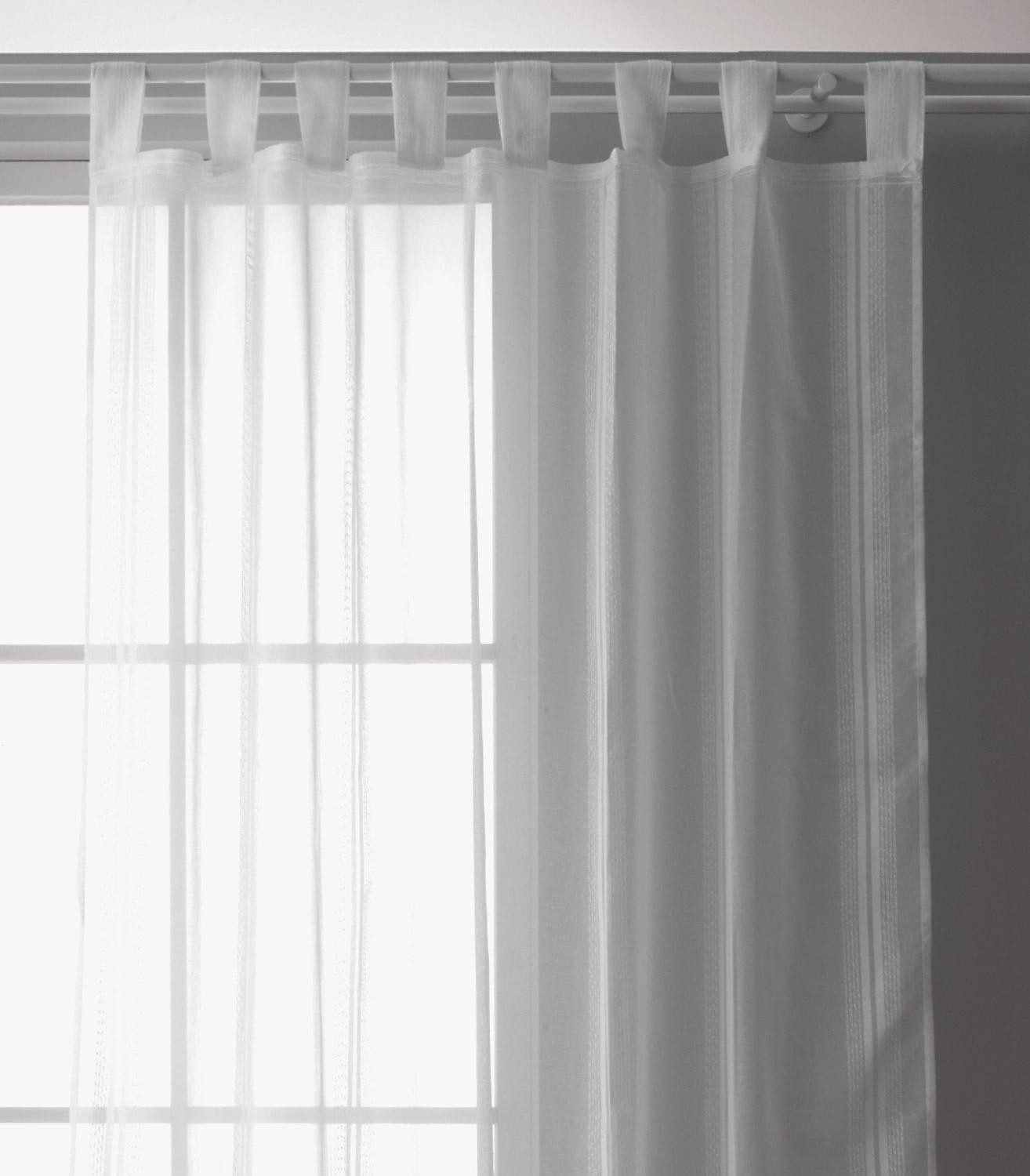 Home4You Vorhang Schlaufenschal, 140 x 245 cm, Weiß, (1 St), Schlaufen, transparent, Polyester, Polyester, transparent, mit Längsstreifen