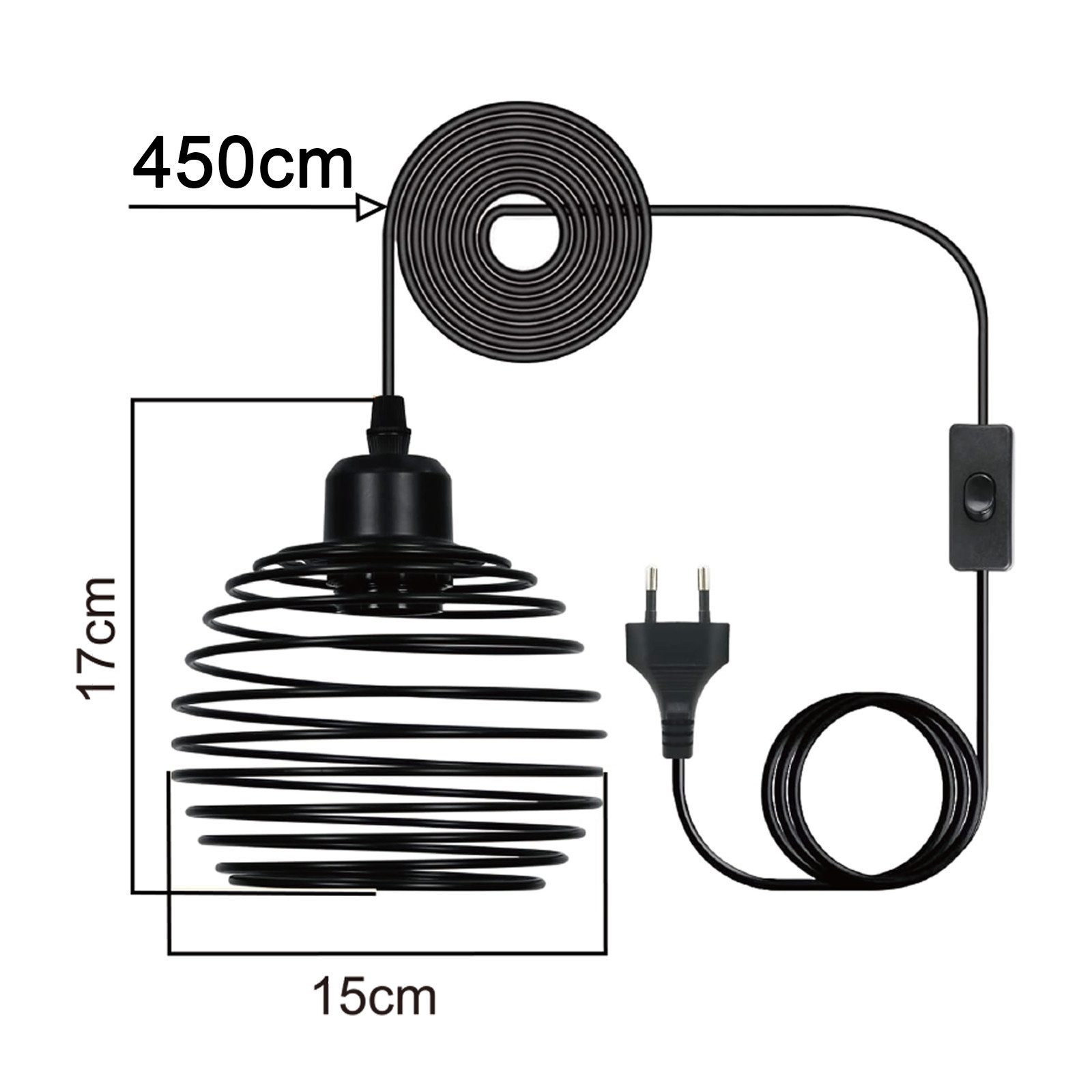 Nettlife Pendelleuchte Vintage Esszimmer Schwarz E27 mit Schalter Industrial Hängelampe, Höhenverstellbar, LED wechselbar, Höhenverstellbar – Bild 5 von 5