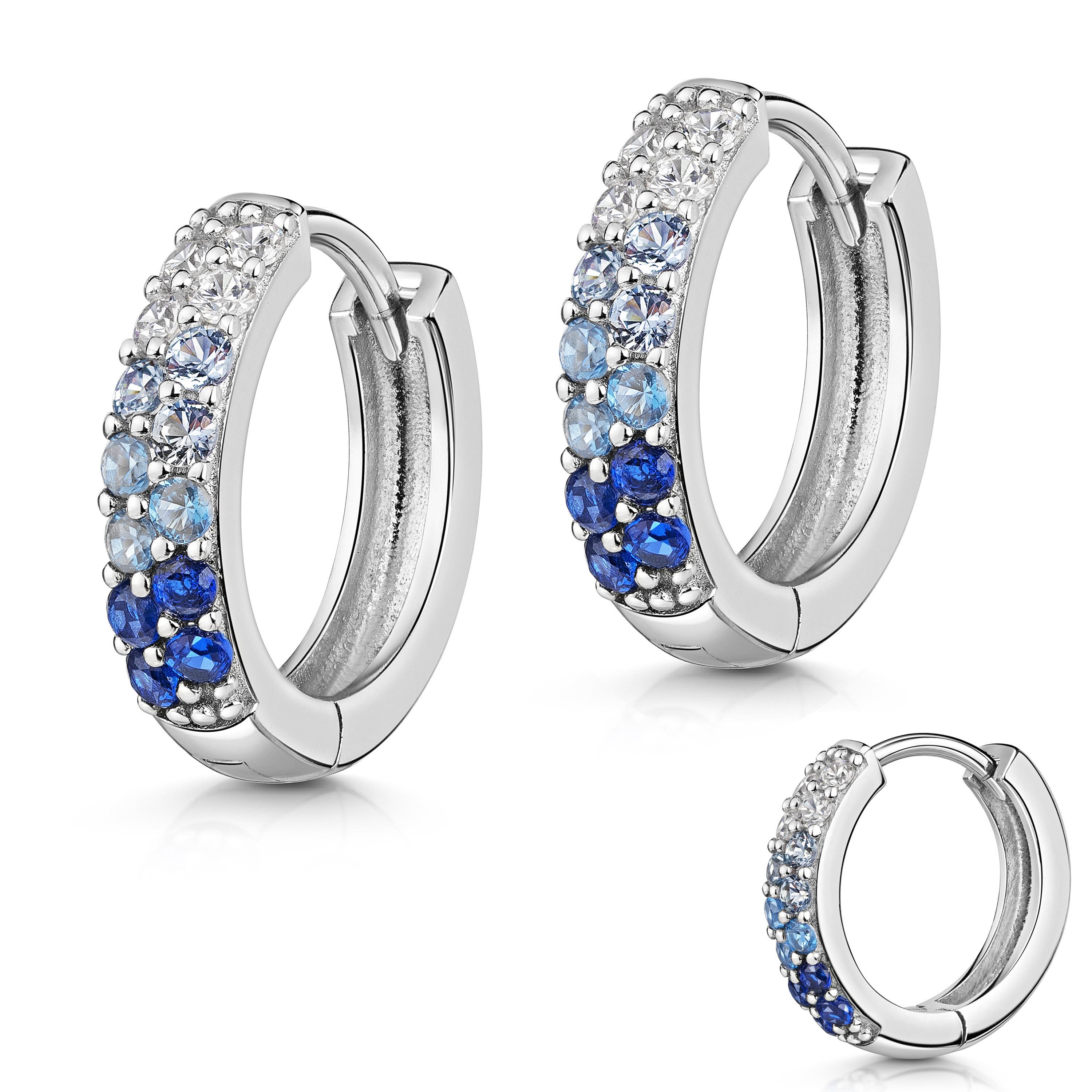 Firetti Paar Creolen Schmuck Geschenk Silber 925 Ohrschmuck Ohrringe, Made in Germany - mit Zirkonia (synth)