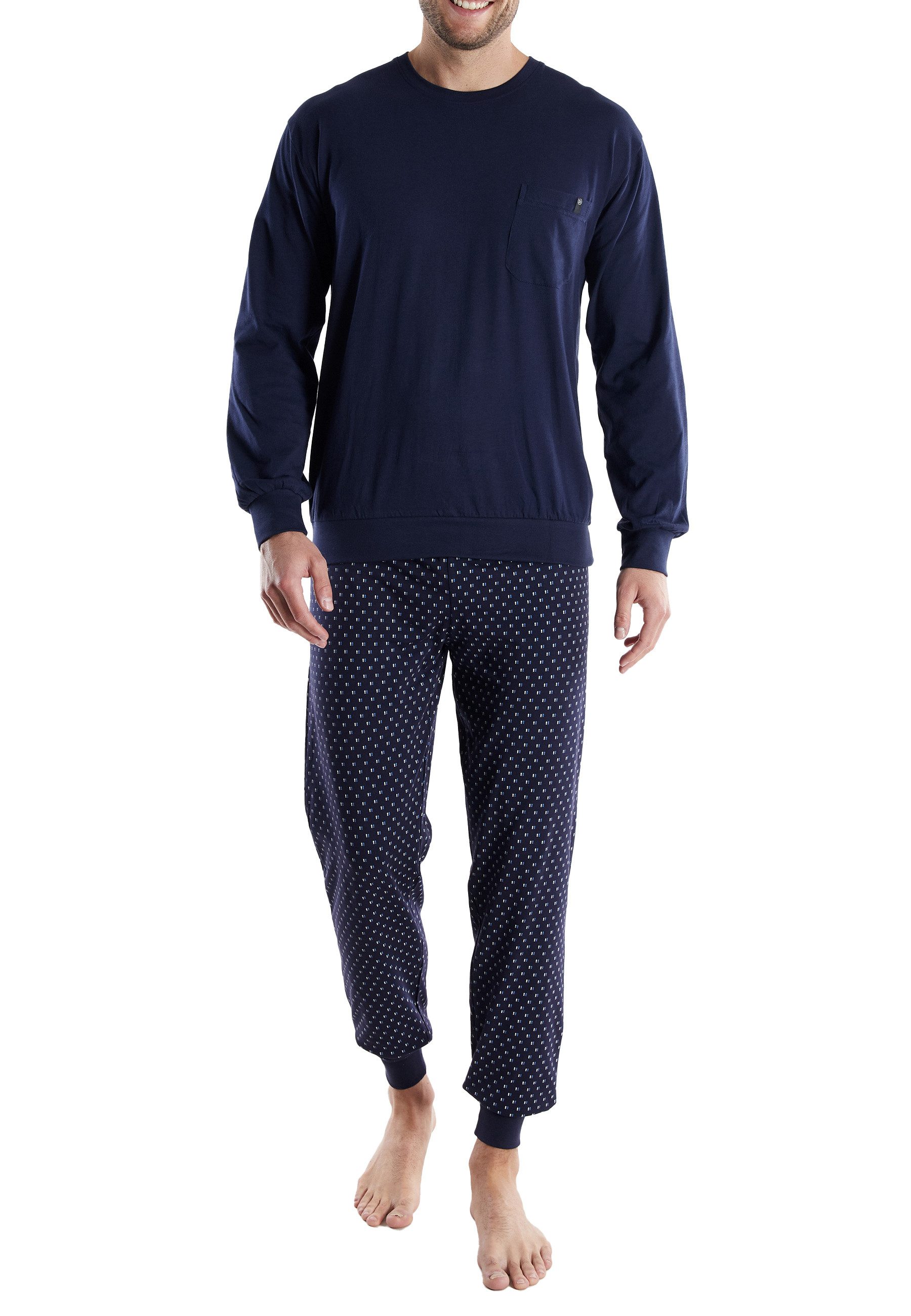 bugatti Pyjama BUGATTI Herren Pyjama blau bedruckt (1 tlg)